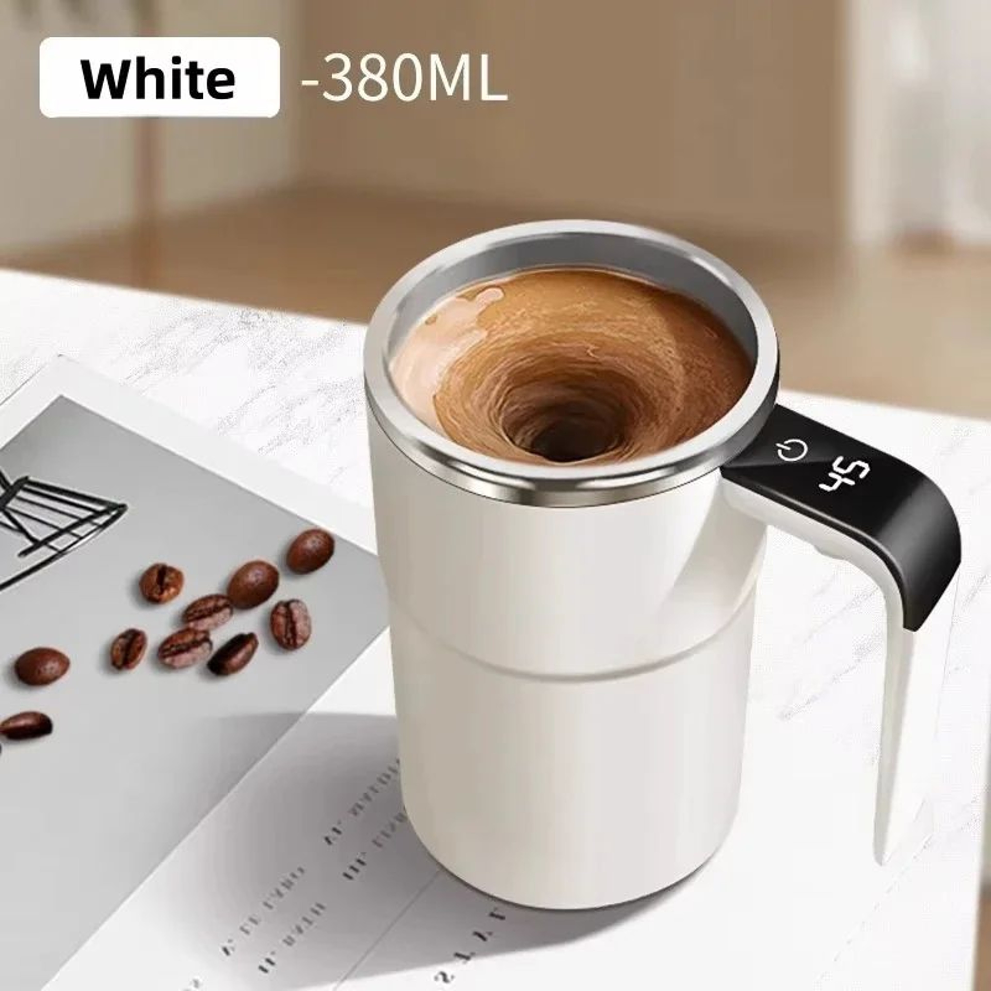 380ml USB Rechargeable SelfStirring Mug With Temperature Display  IP67 Waterproof Design 6