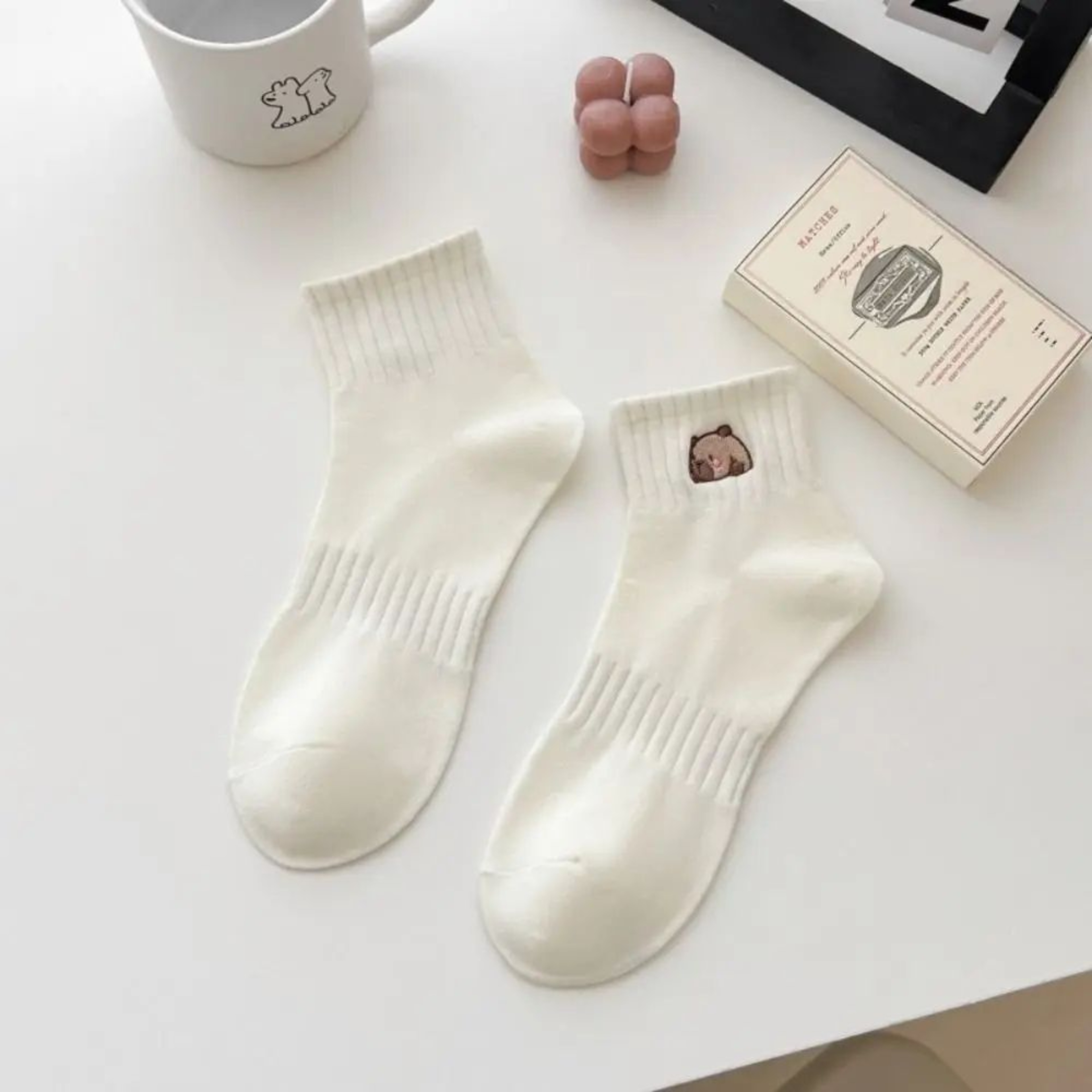 Capybara Cartoon Cotton Socks  Soft White Summer Ankle Socks For Students  Everyday Comfort 6