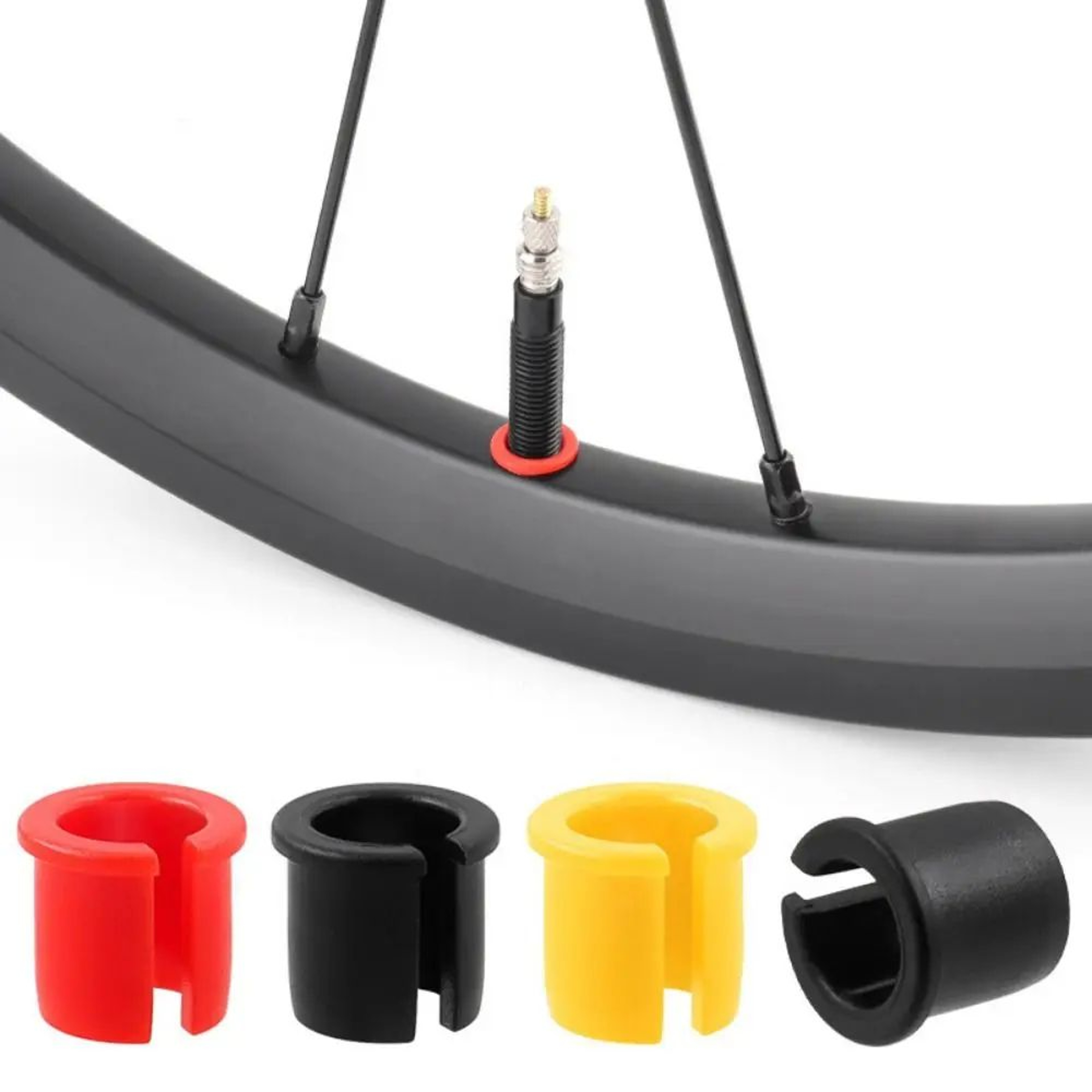 4Pack Bicycle Valve Hole Reducer Sleeves  Presta Valve Rim Grommet Adapter For Secure Fit 0