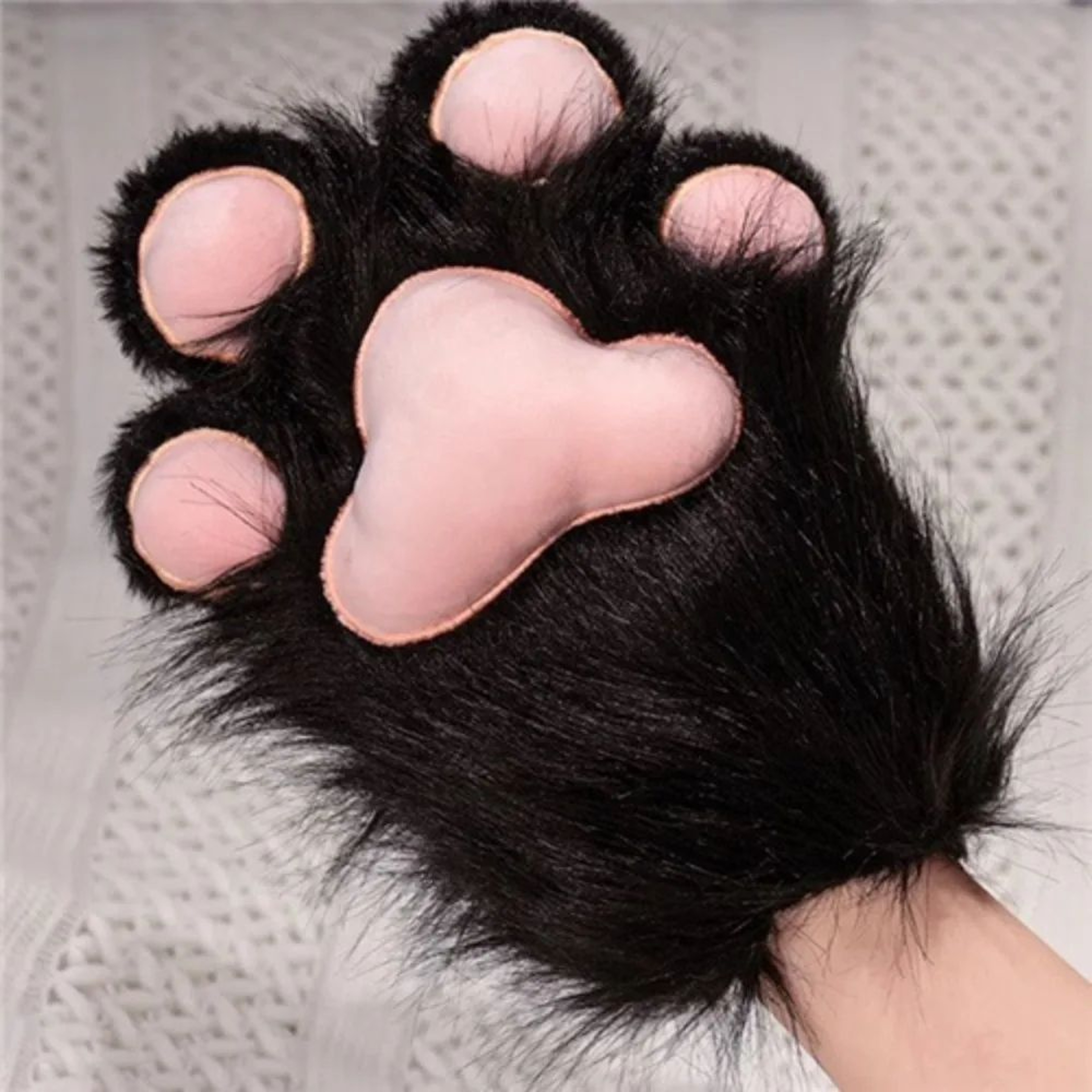 Kawaii Plush Cat Paw Gloves  Warm Furry Paw Gloves For Cosplay Kigurumi  Party Photos 6