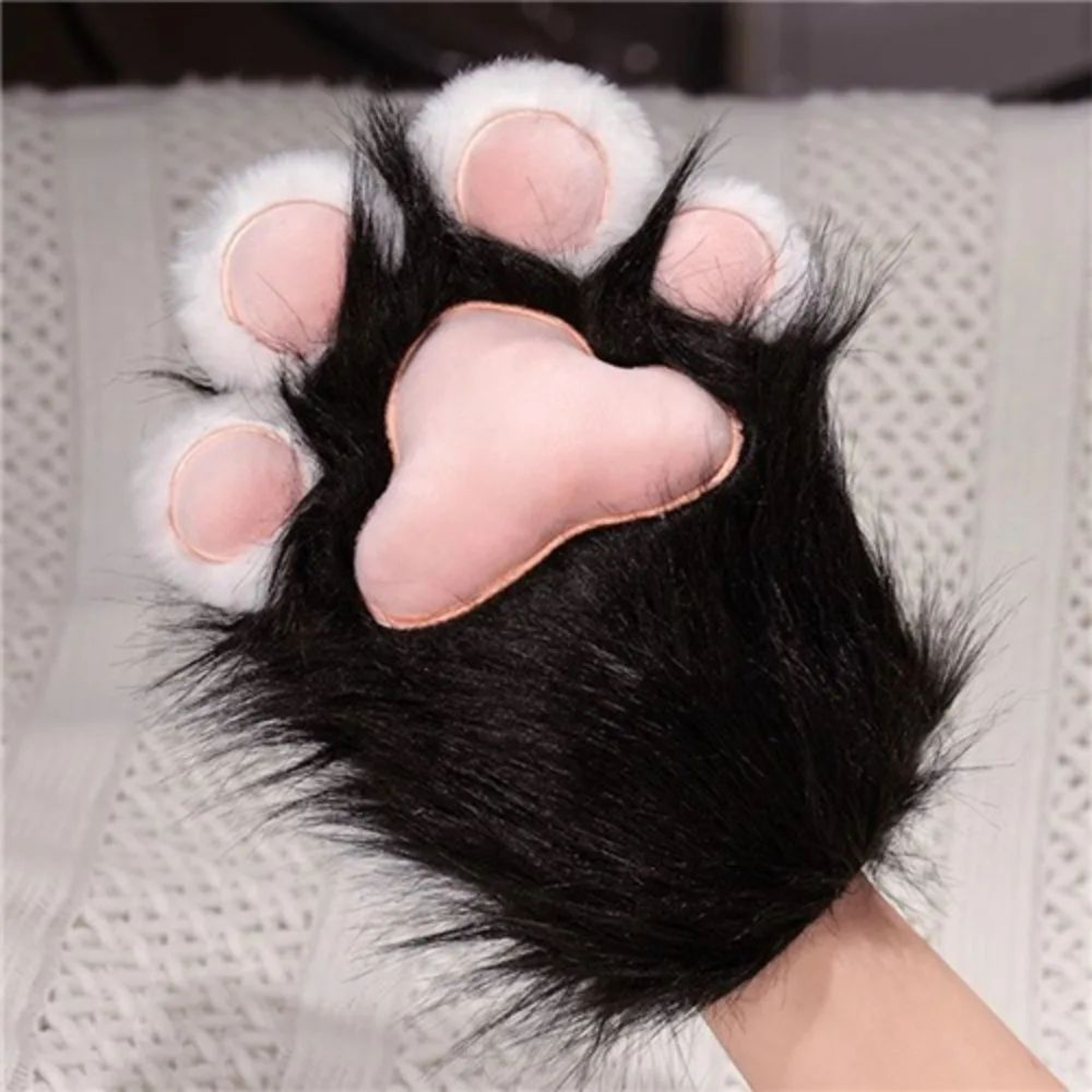 Kawaii Plush Cat Paw Gloves  Warm Furry Paw Gloves For Cosplay Kigurumi  Party Photos 7