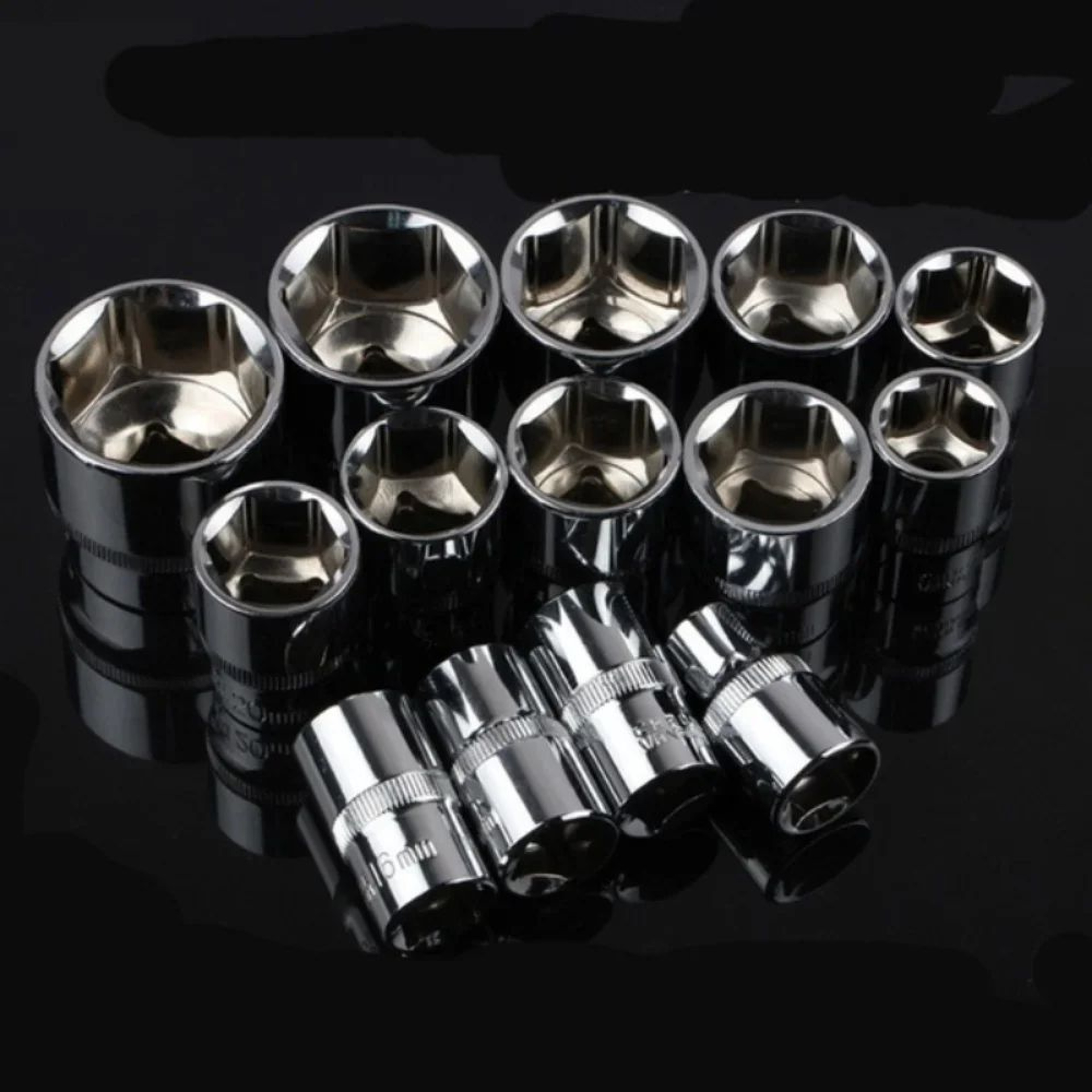 12Piece Metric Ratchet Socket Set  Portable Motorcycle  Bike Repair Tool Kit 5
