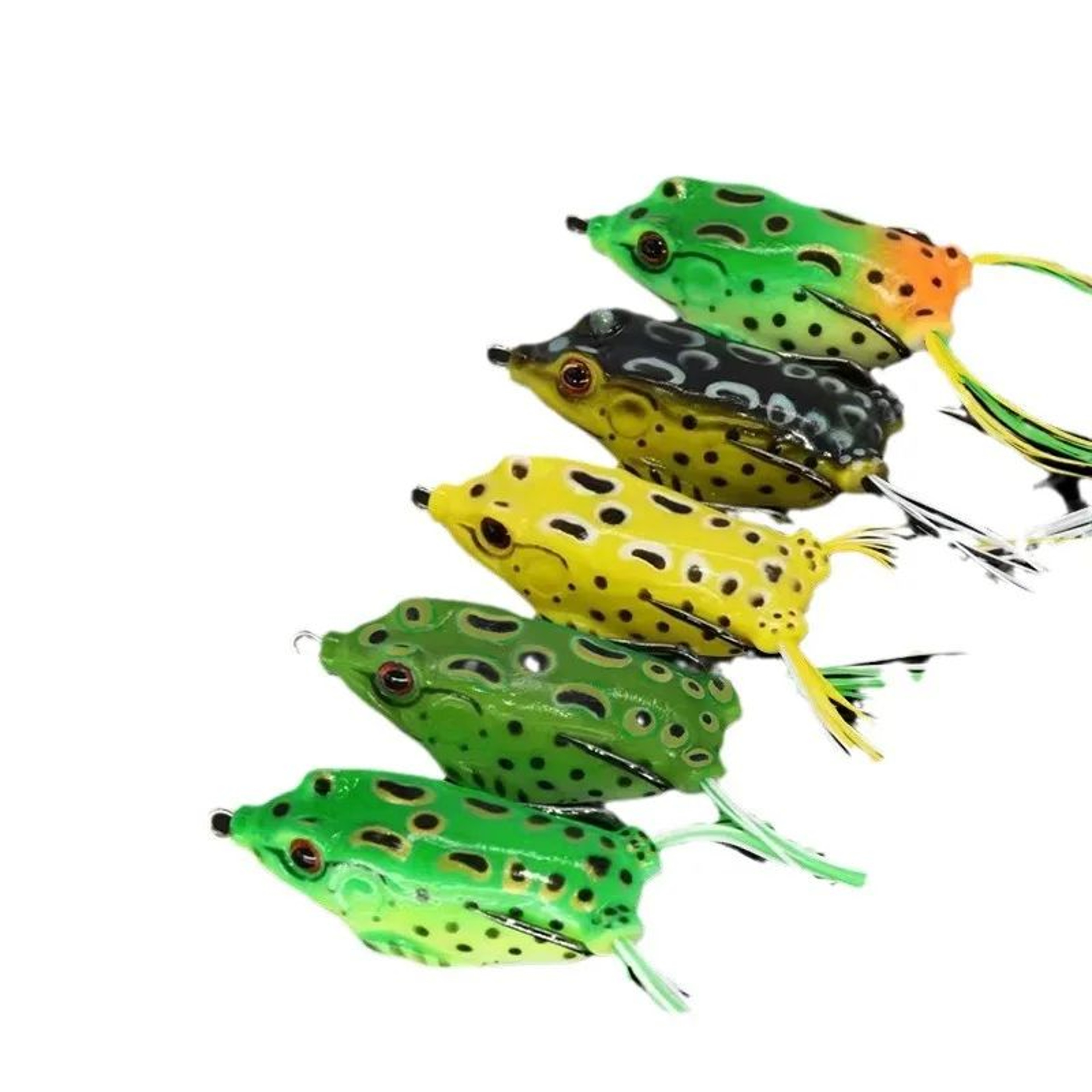 5Pack Topwater Frog Lure Set  Hollow Body Frog Soft Baits For Bass Weedless Surface Strikes 0