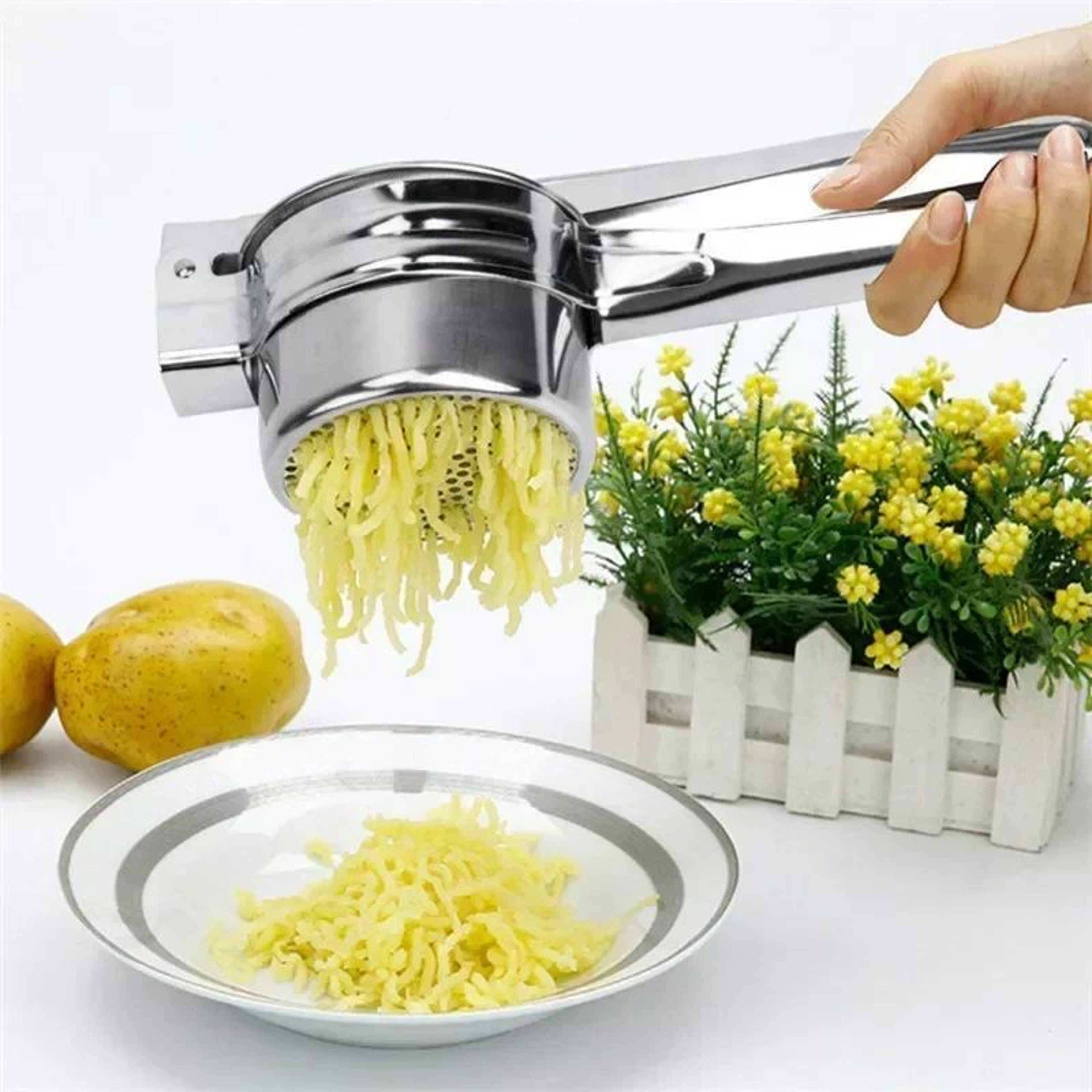 Stainless Steel Potato Ricer  Masher Press  Smooth Mashed Potatoes Fruit  Veg Puree Tool 3