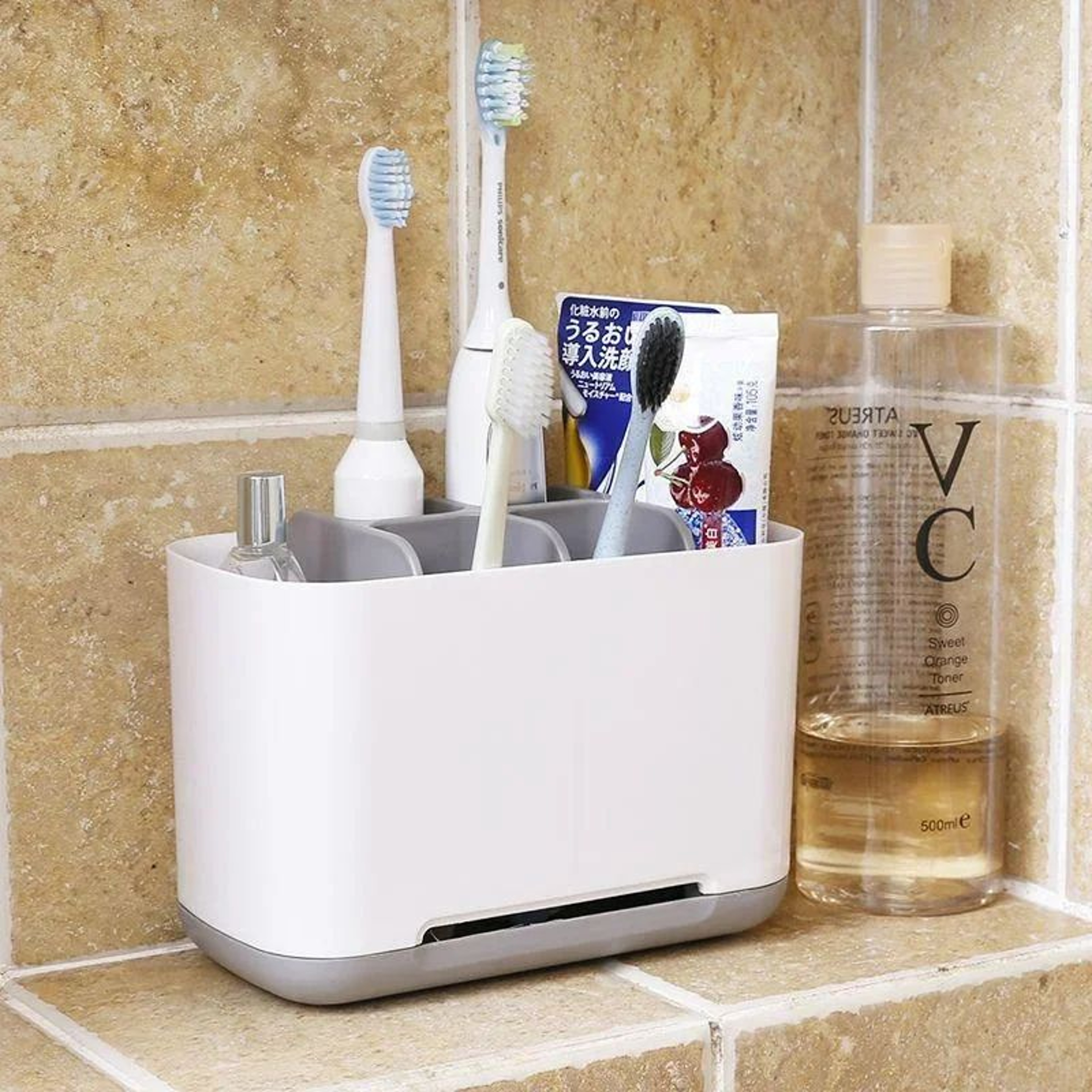WallMounted Electric Toothbrush Holder  Toothpaste Holder Set  Detachable Bathroom Storage Rack Org 1
