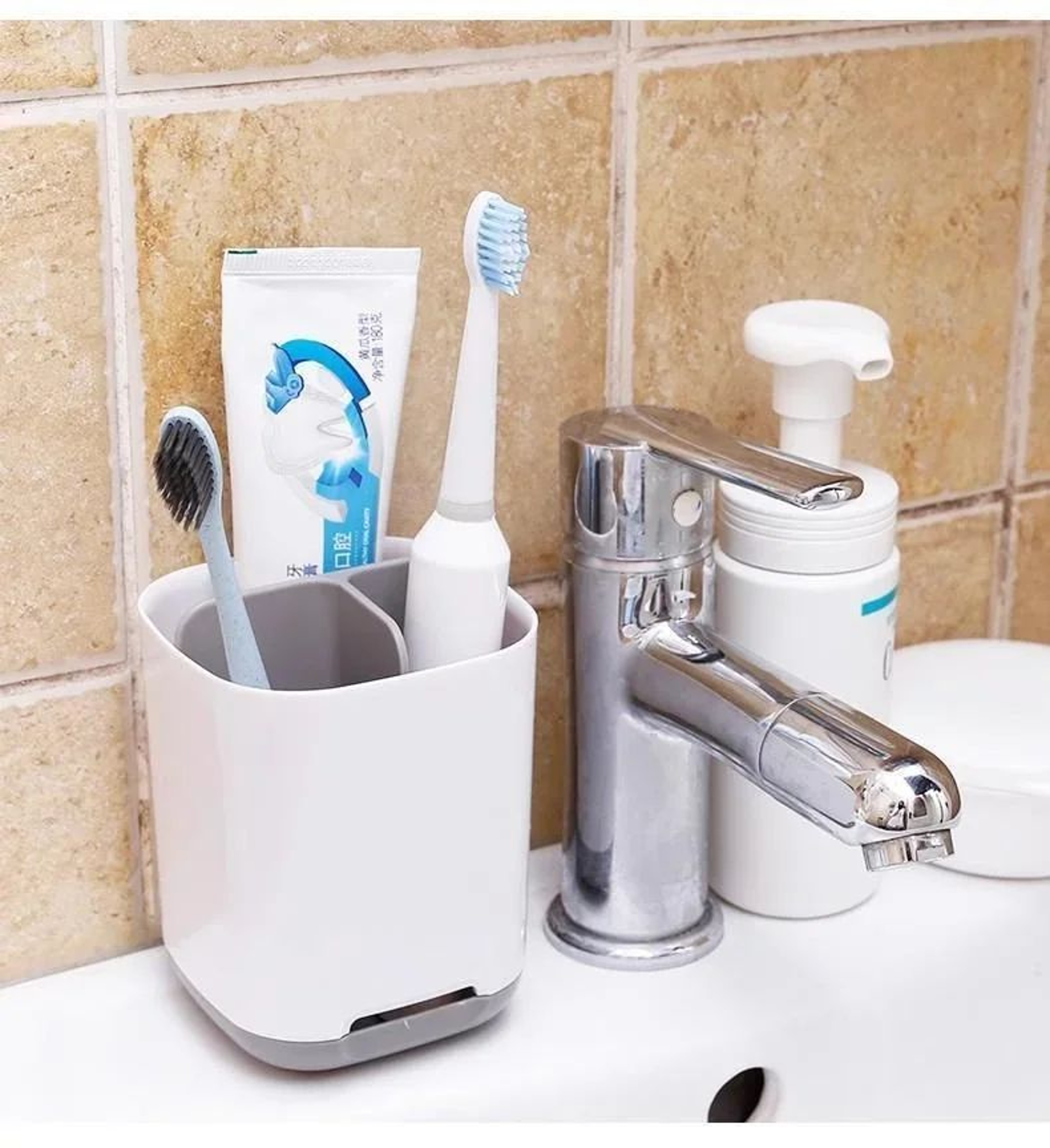 WallMounted Electric Toothbrush Holder  Toothpaste Holder Set  Detachable Bathroom Storage Rack Org 5