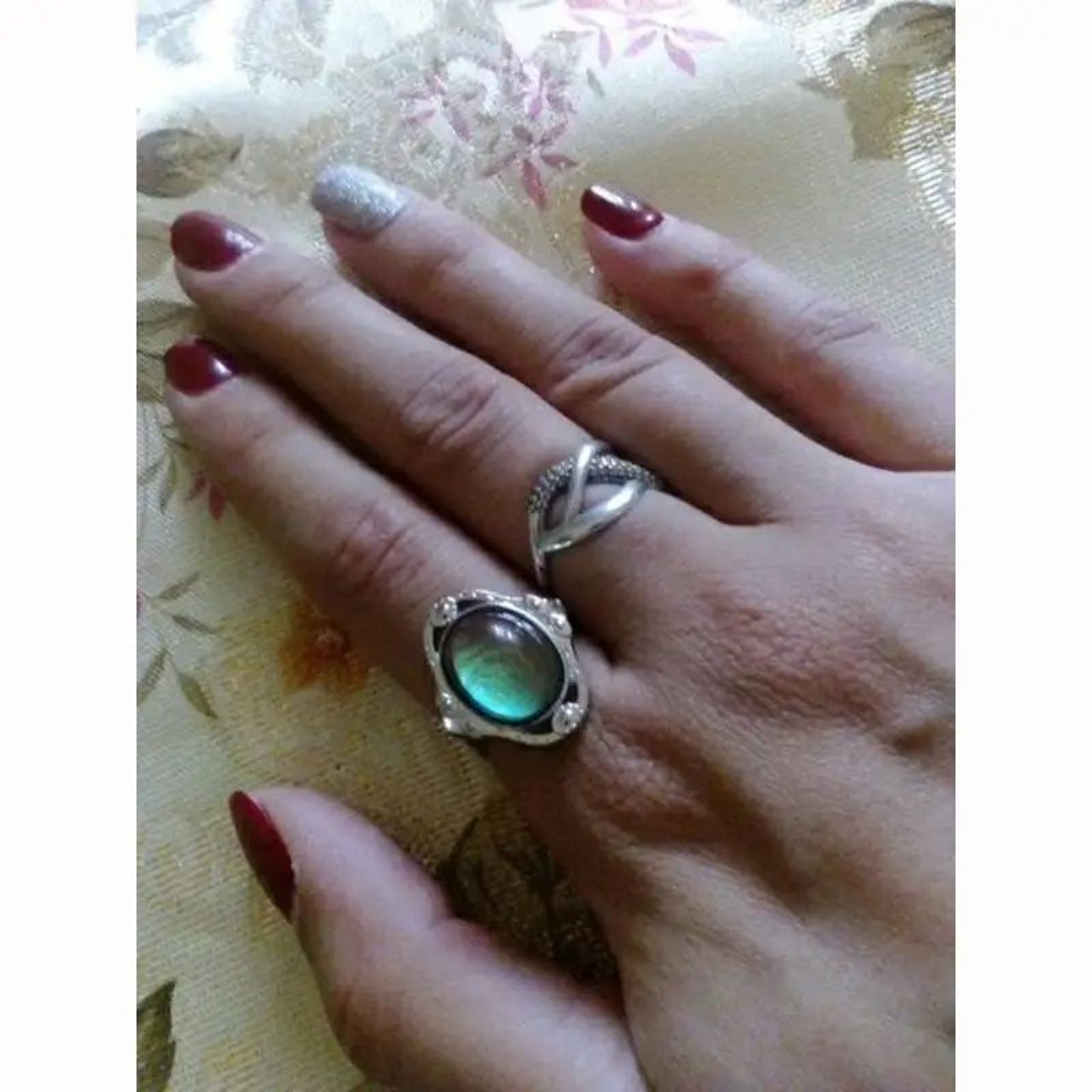 Retro Heart Gem Mood Ring  Color Changing Ring With Adjustable Fit 2