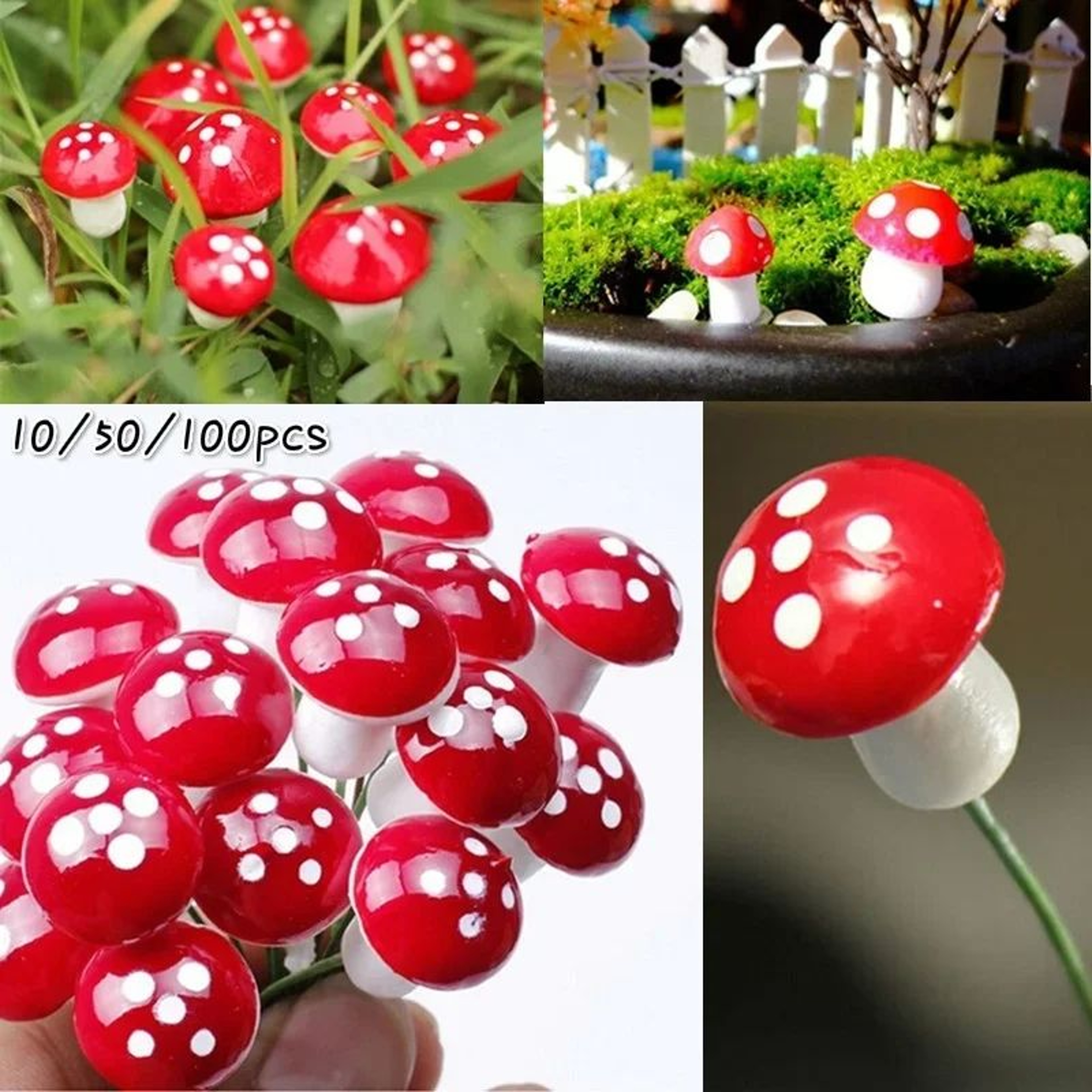 Mini Mushroom Miniatures Garden Stakes 10100pcs  Fairy Garden Accessories  Terrarium Decorations 0