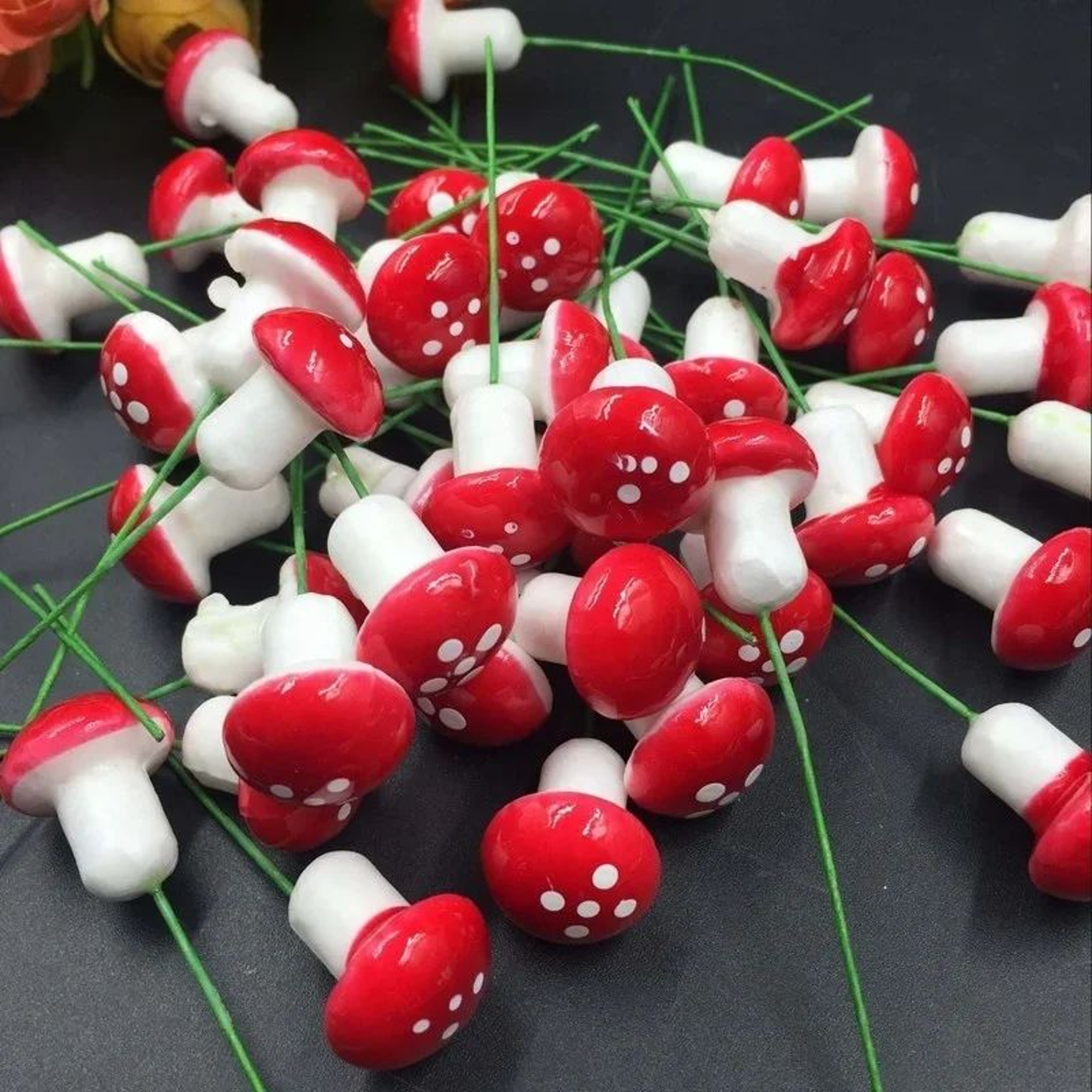 Mini Mushroom Miniatures Garden Stakes 10100pcs  Fairy Garden Accessories  Terrarium Decorations 3