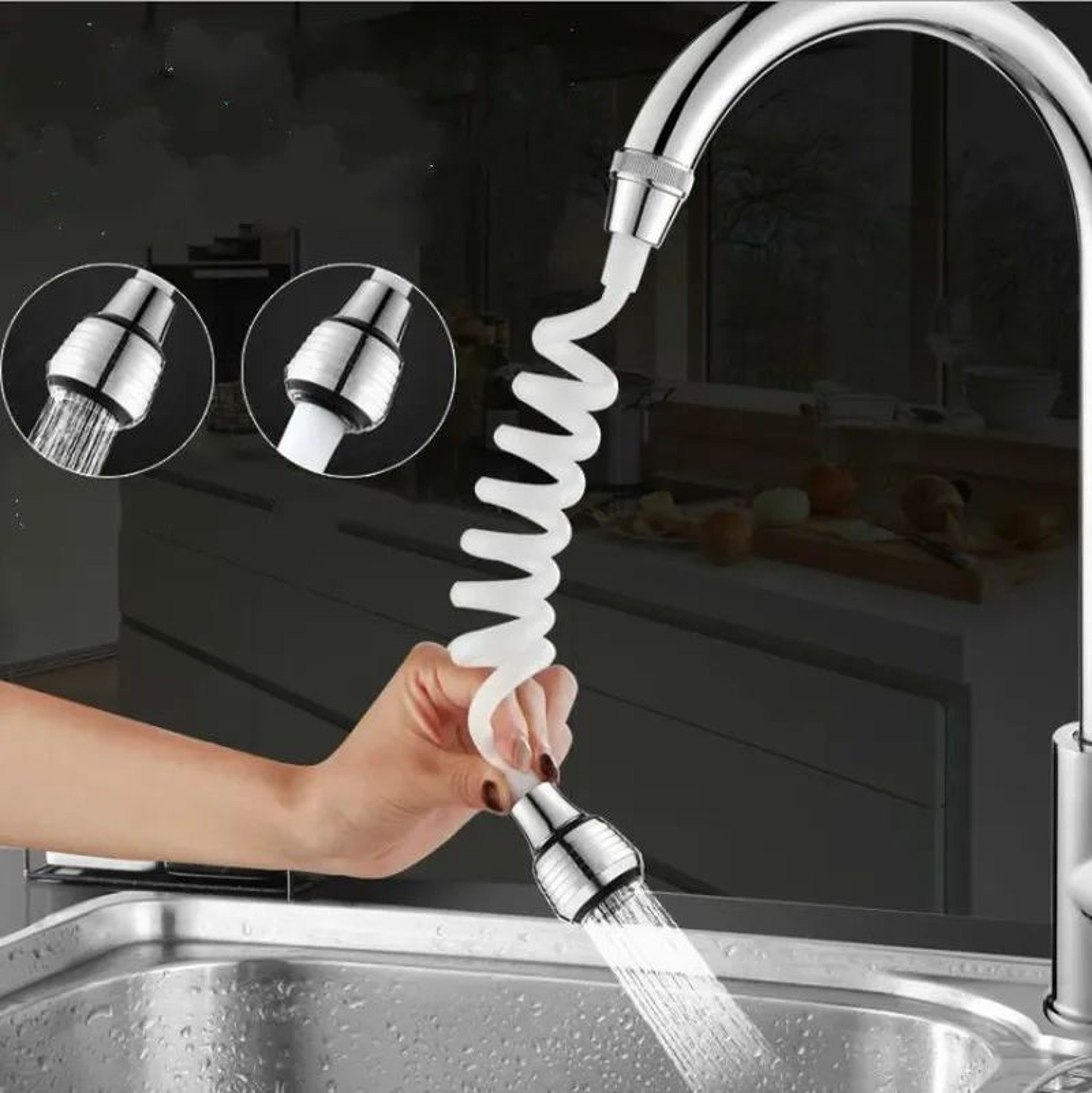 360 Swivel Faucet Extender With Aerator  WaterSaving AntiSplash Tap Nozzle For Kitchen  Bathroom 2