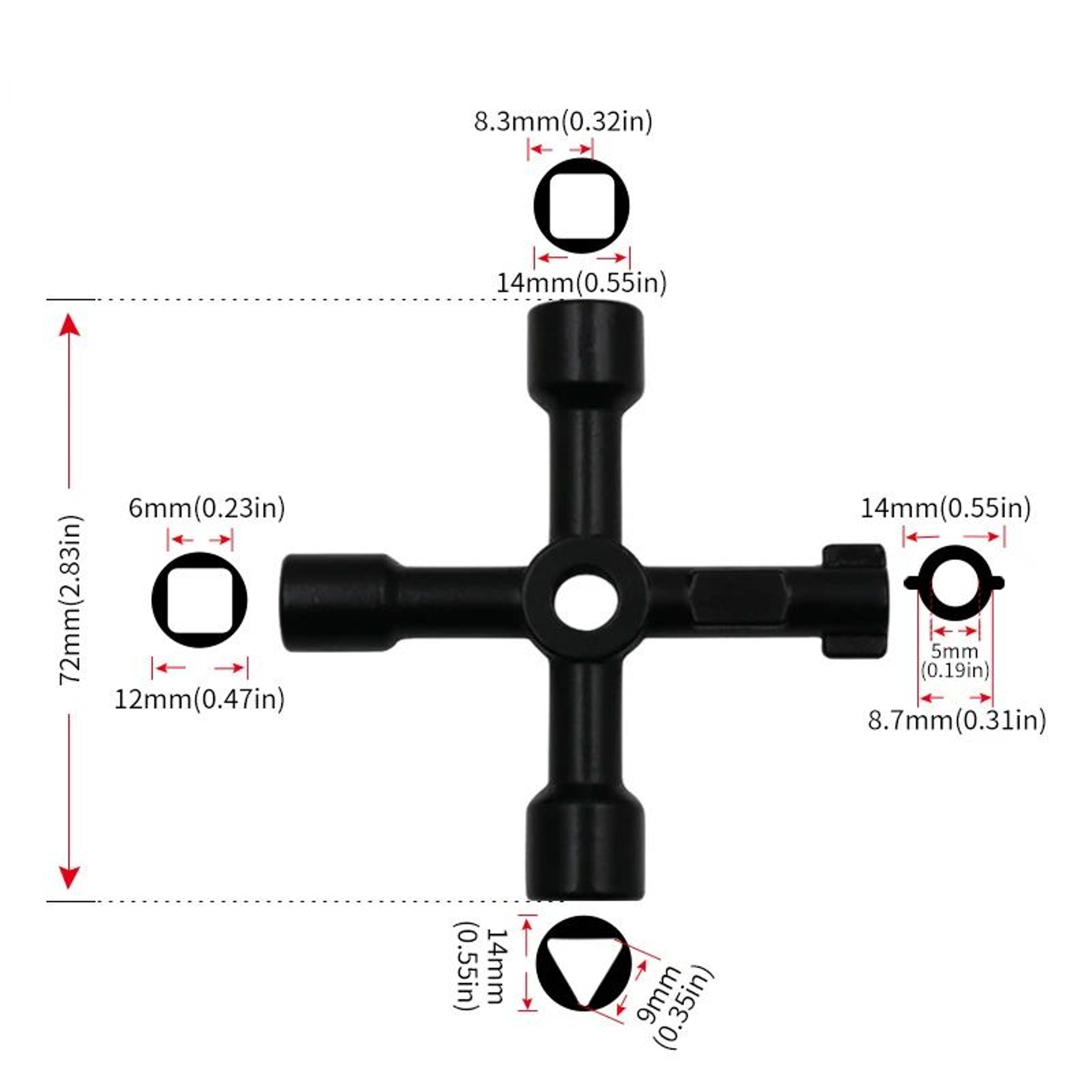4in1 Utility Key Universal Cross Wrench For Radiator Bleed Gas Meter  Electrical Panels 0