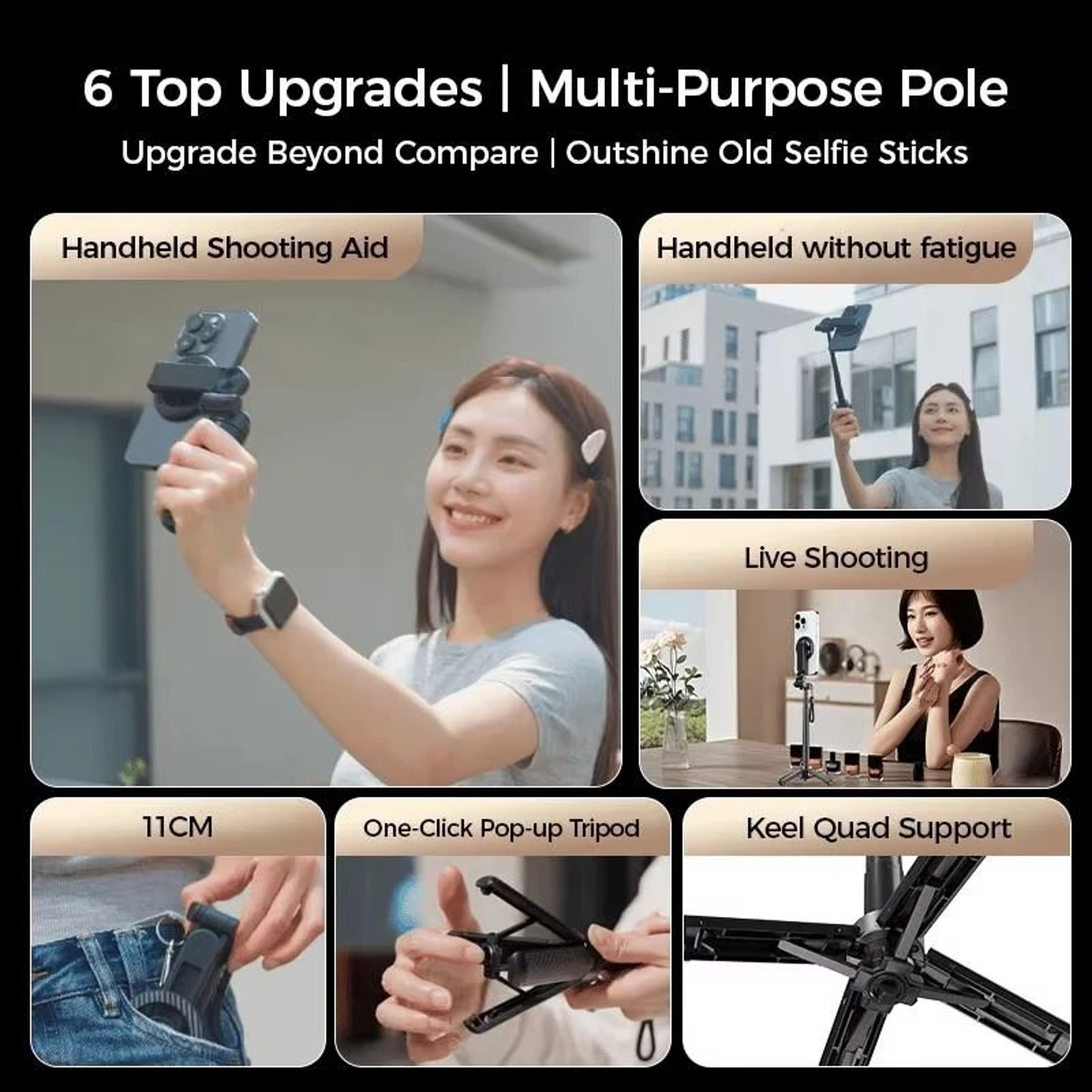 4in1 Magnetic Selfie Stick Tripod With 360 Rotation  Bluetooth Remote 3