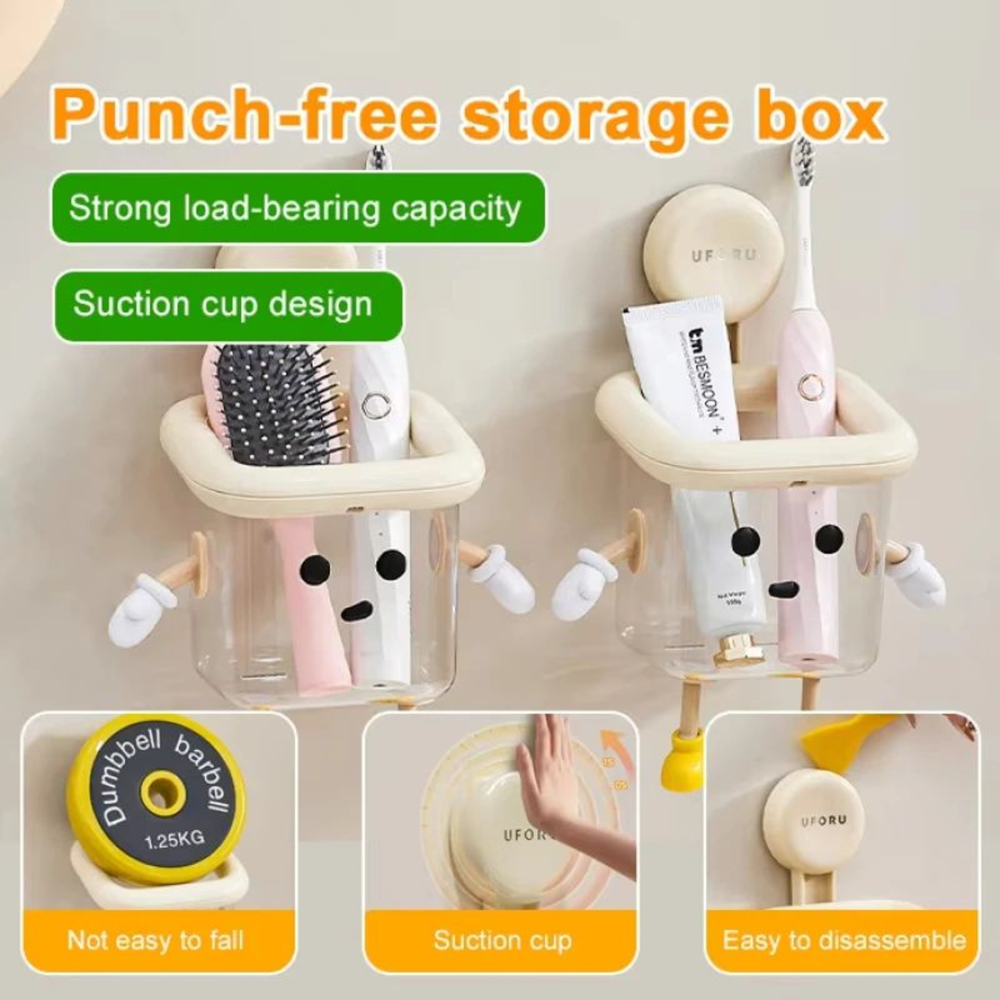NoDrill Suction Cup Bathroom Shelf Waterproof WallMounted Organizer Rack 0