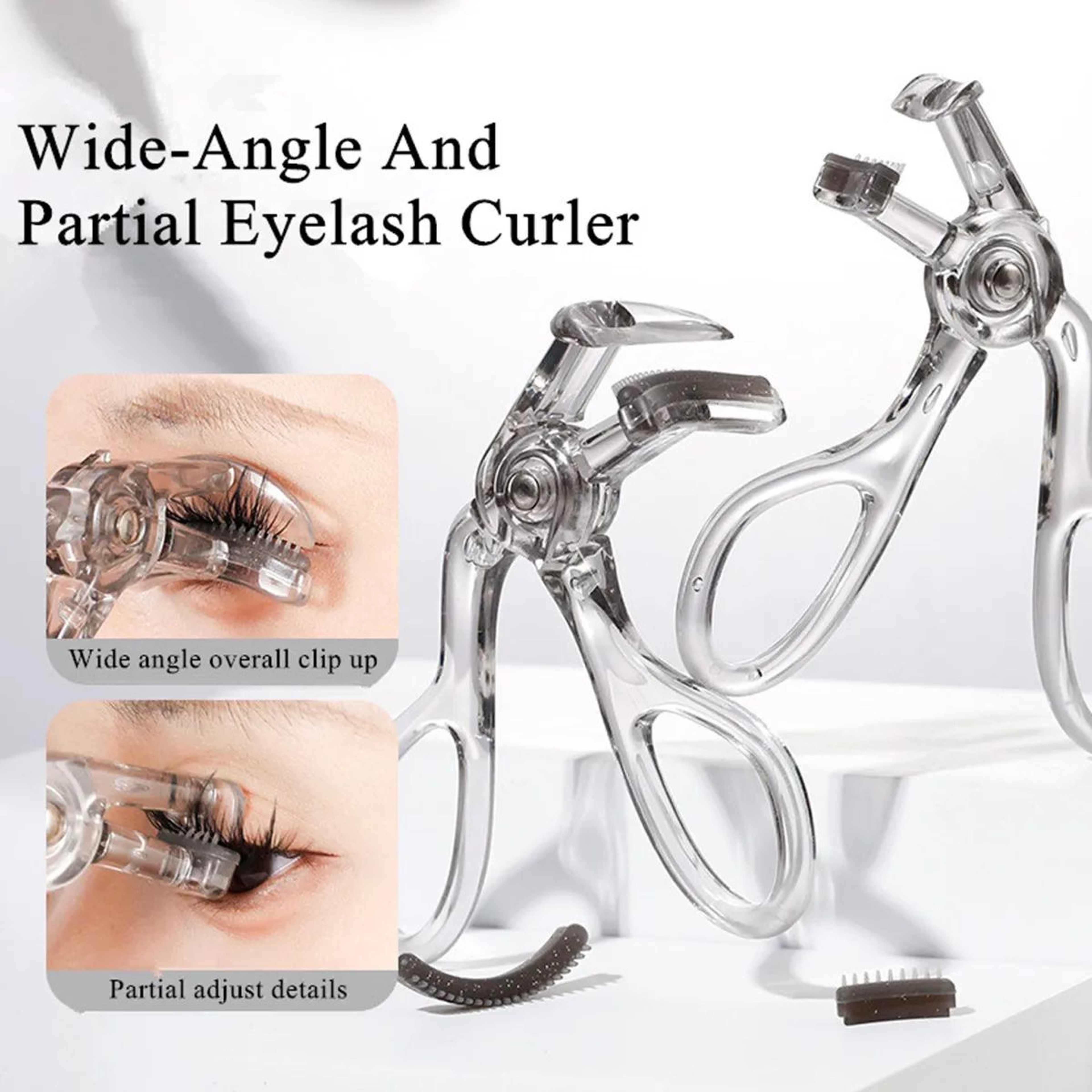 Wide Angle Partial Eyelash Curler With Comb  Portable Precision Lash Lift Tool 0