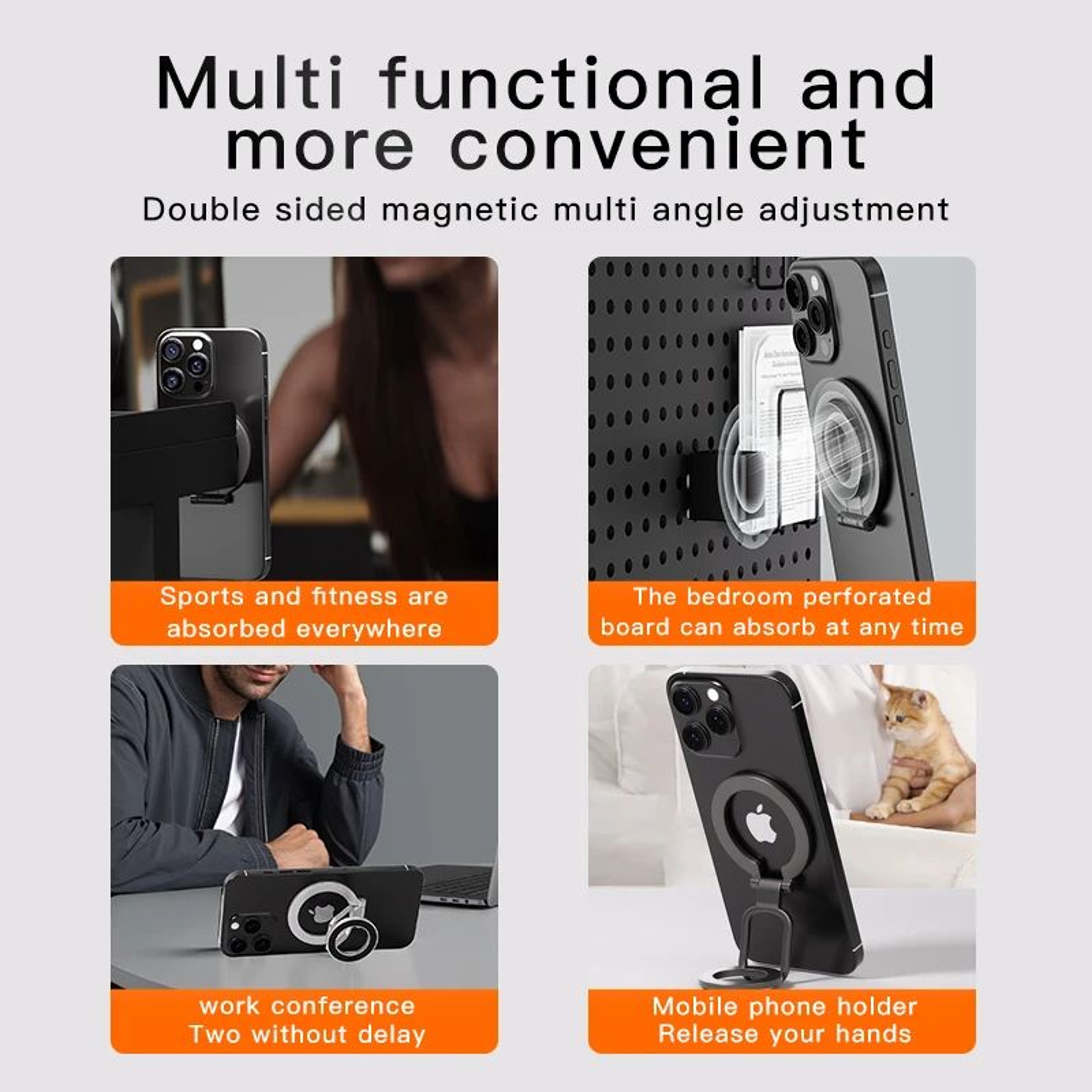 DoubleSided MagSafe Phone Grip Stand  Foldable 360 Rotating Magnetic Ring Holder 5