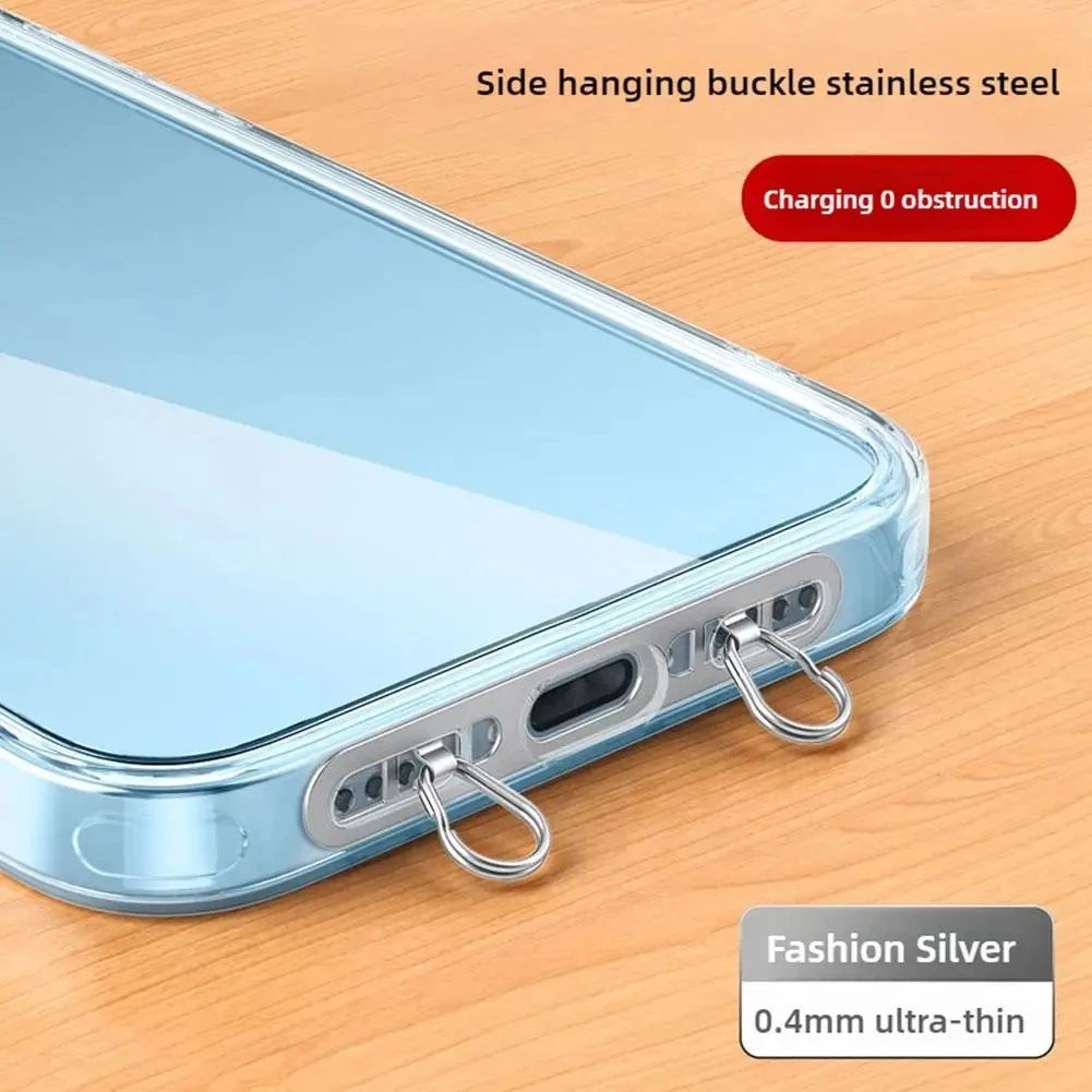 UltraThin Stainless Steel Phone Lanyard Patch Tab  Double Buckle AntiLost Tether Gasket 7