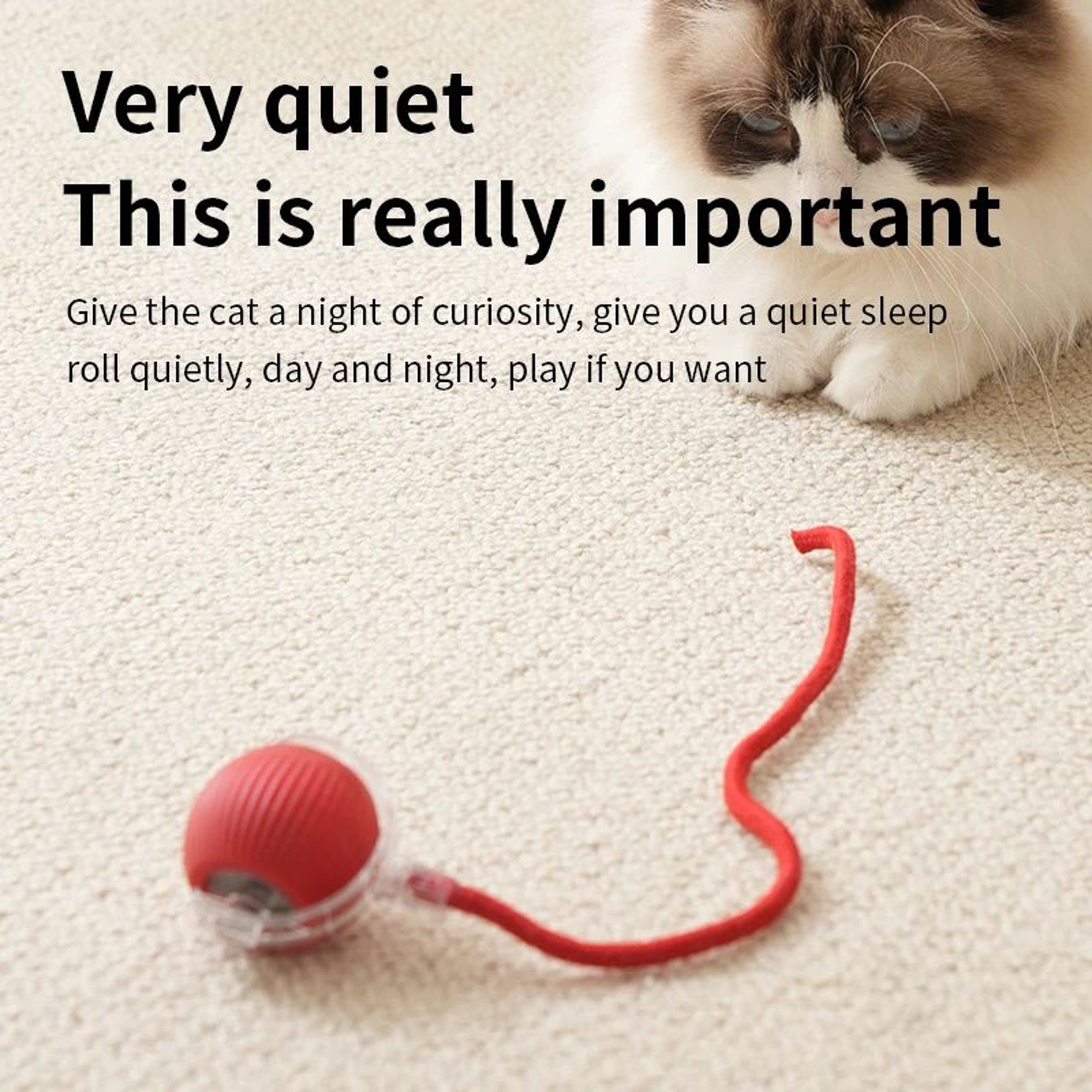 Smart Interactive Cat Toy Ball  Automatic Rolling Silicone Ball With Long Tail Teaser USB Rechargea 4