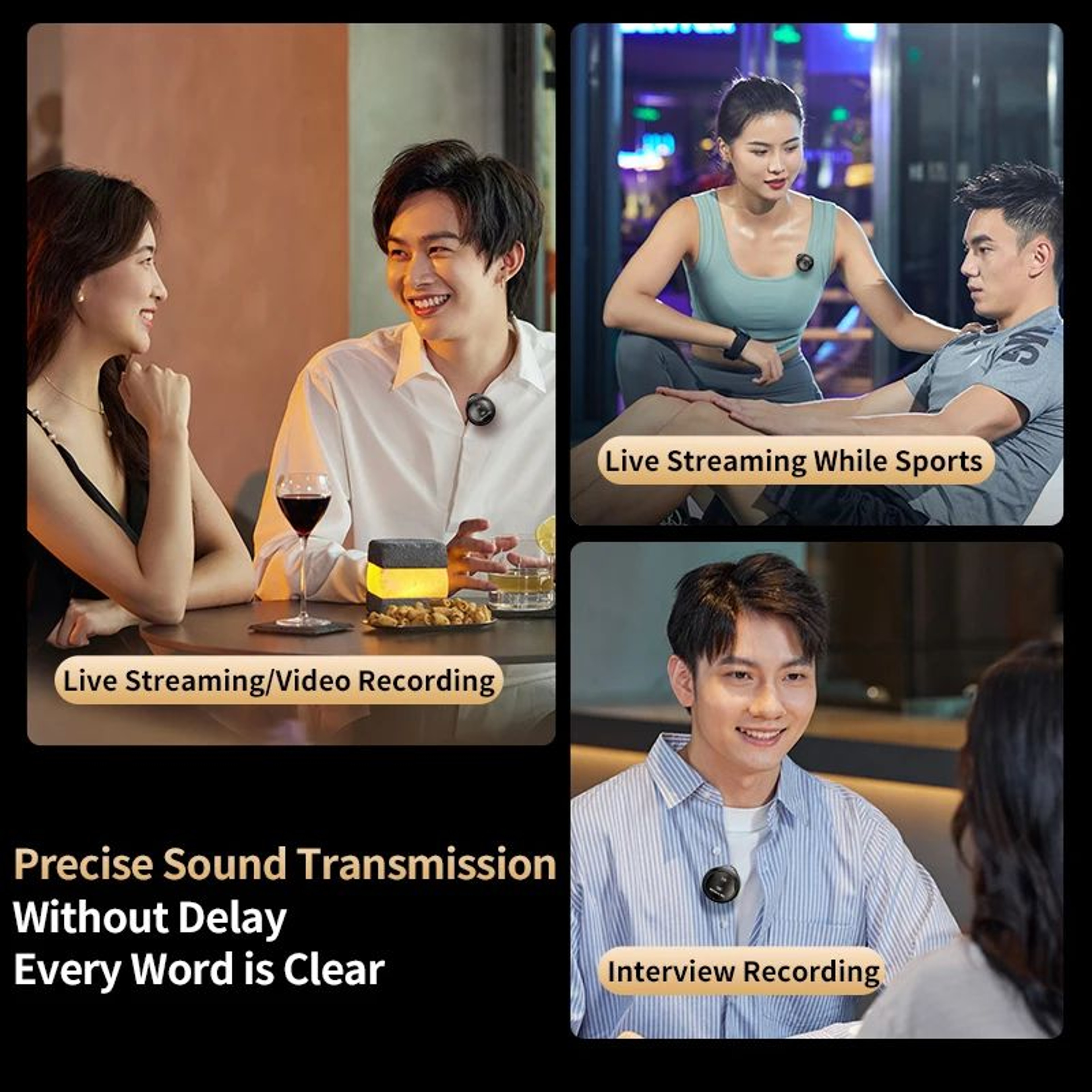 Magnetic Wireless Lavalier Microphone With Noise Reduction  Digital Display Charging Case For IPhon 3