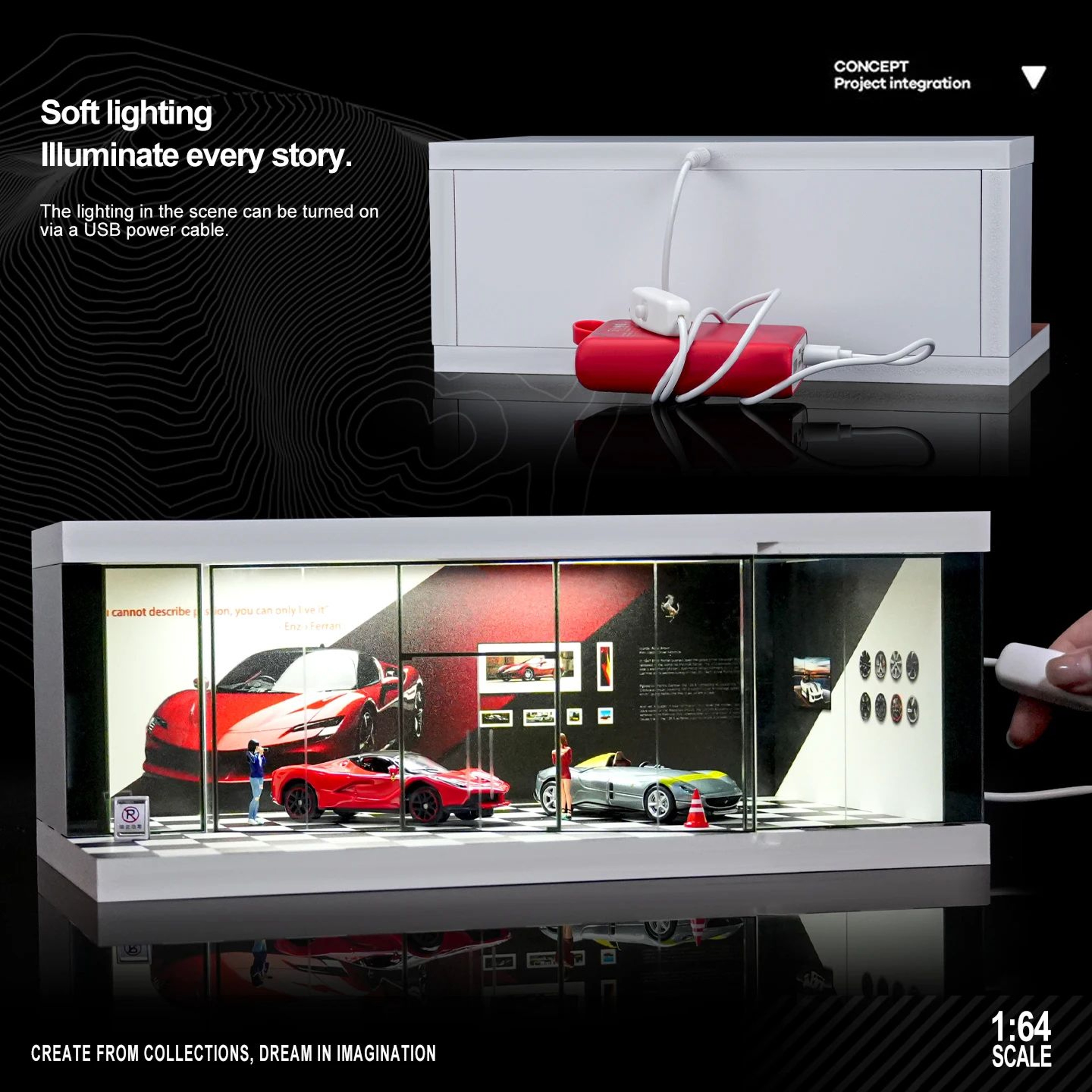164 Scale Garage Diorama Display Box With LED Lights  Miniature Parking Lot  Auto Shop Scene For Di 4