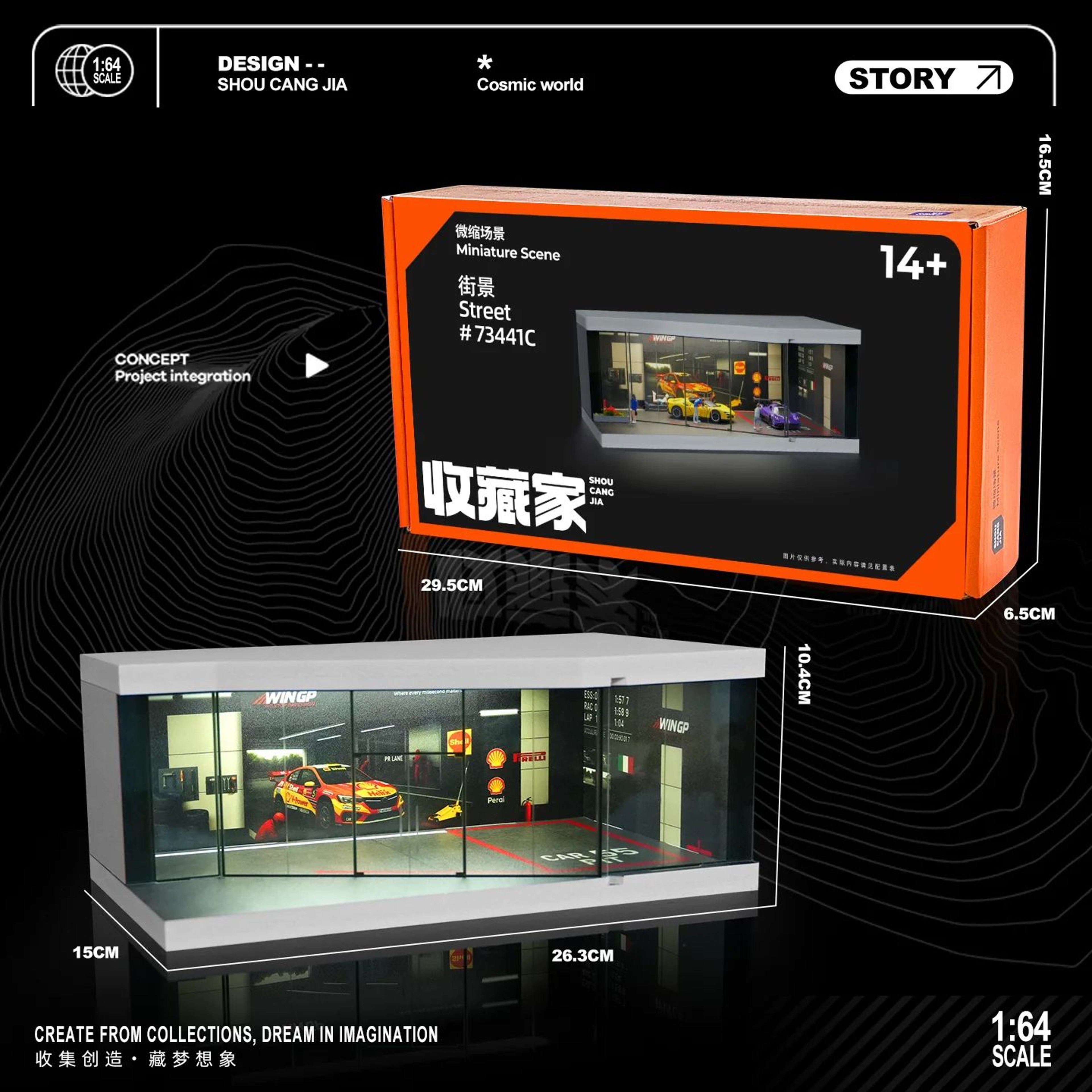 164 Scale Garage Diorama Display Box With LED Lights  Miniature Parking Lot  Auto Shop Scene For Di 7