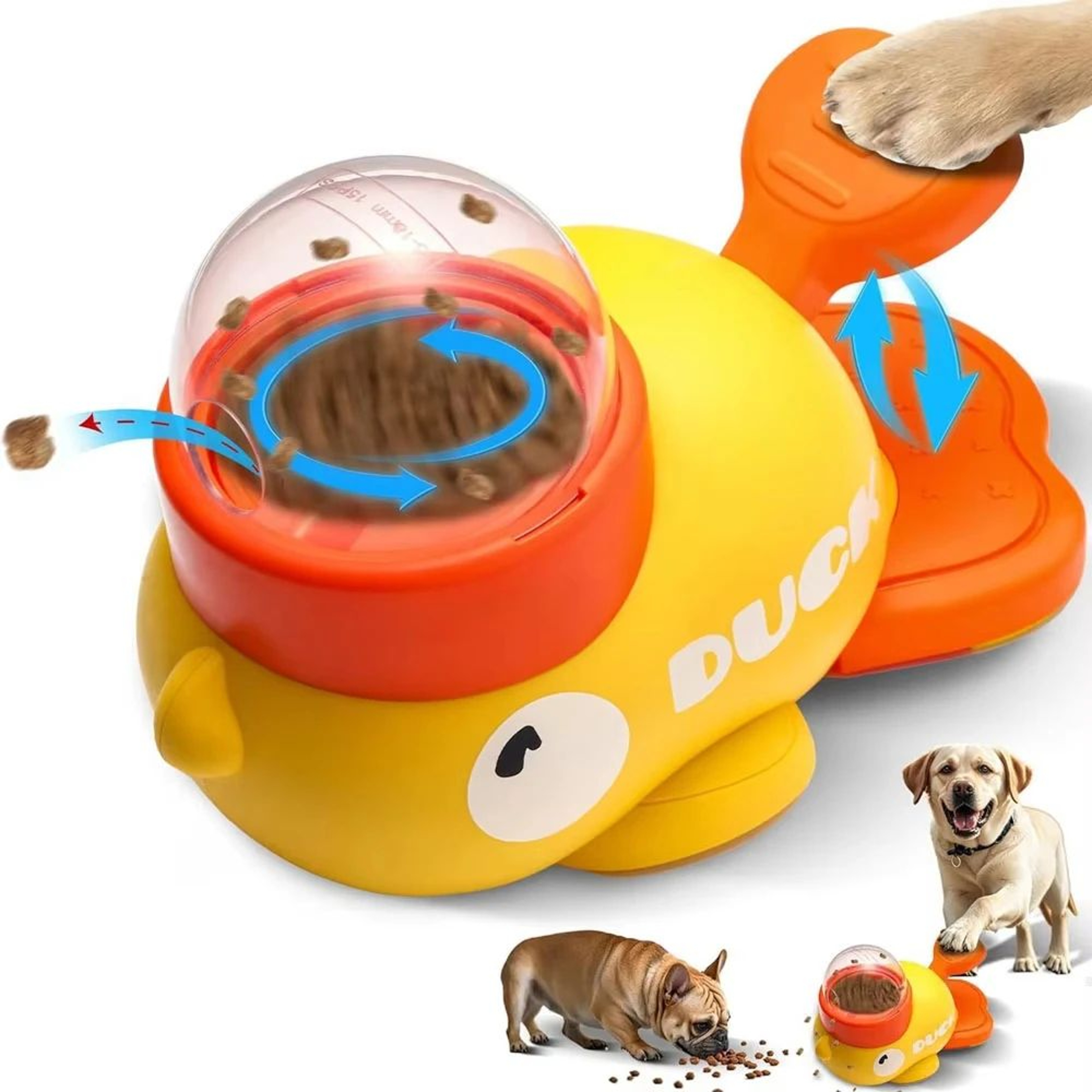 Yellow Duck Interactive Treat Dispenser Slow Feeder Puzzle Toy For Dogs 1