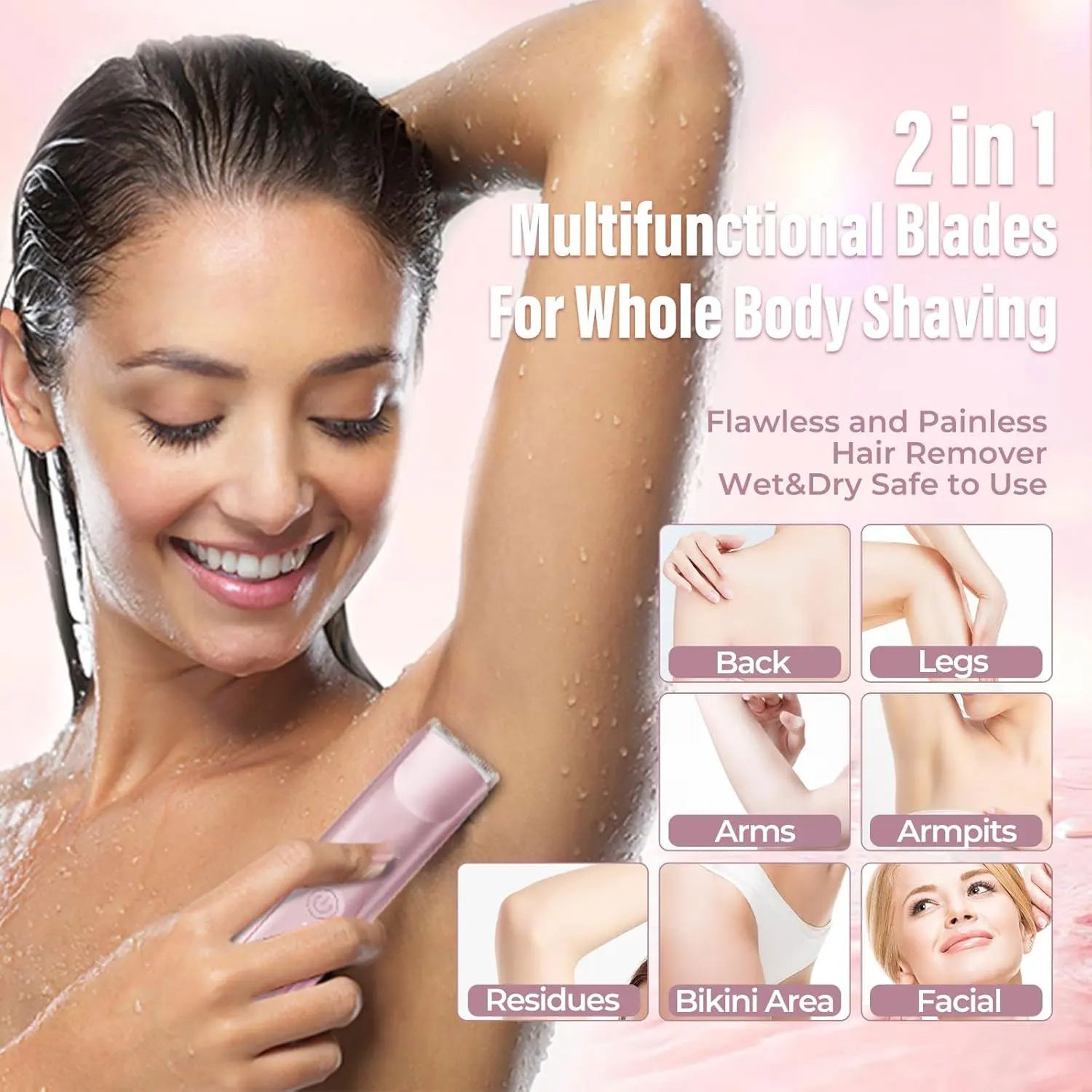 SilkSmooth 2in1 Womens Electric Shaver  Epilator  WetDry Bikini Trimmer For Face Legs  Body 3