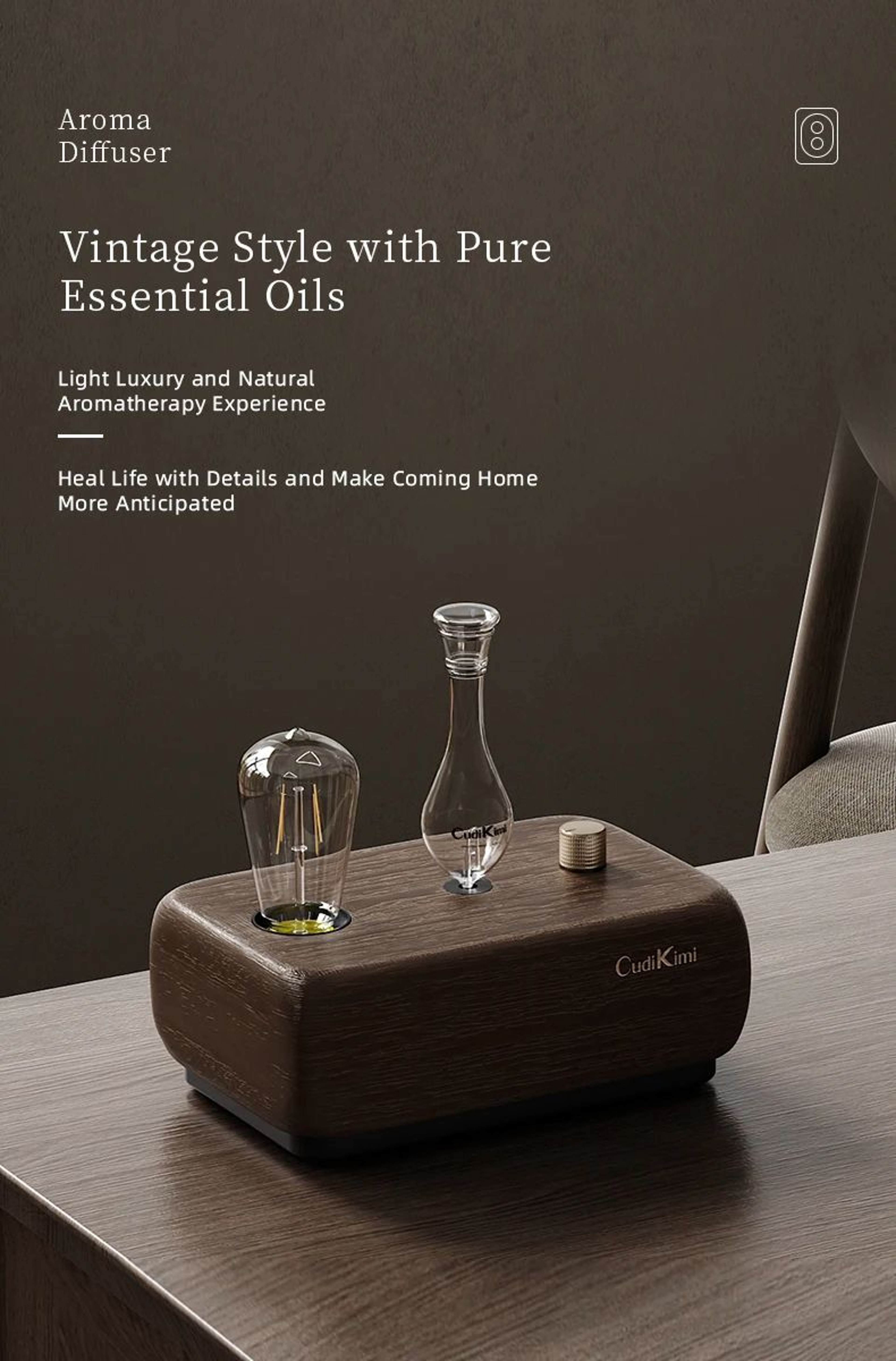 Vintage Tungsten Filament Essential Oil Diffuser Lamp  Aromatherapy Humidifier Night Light 0