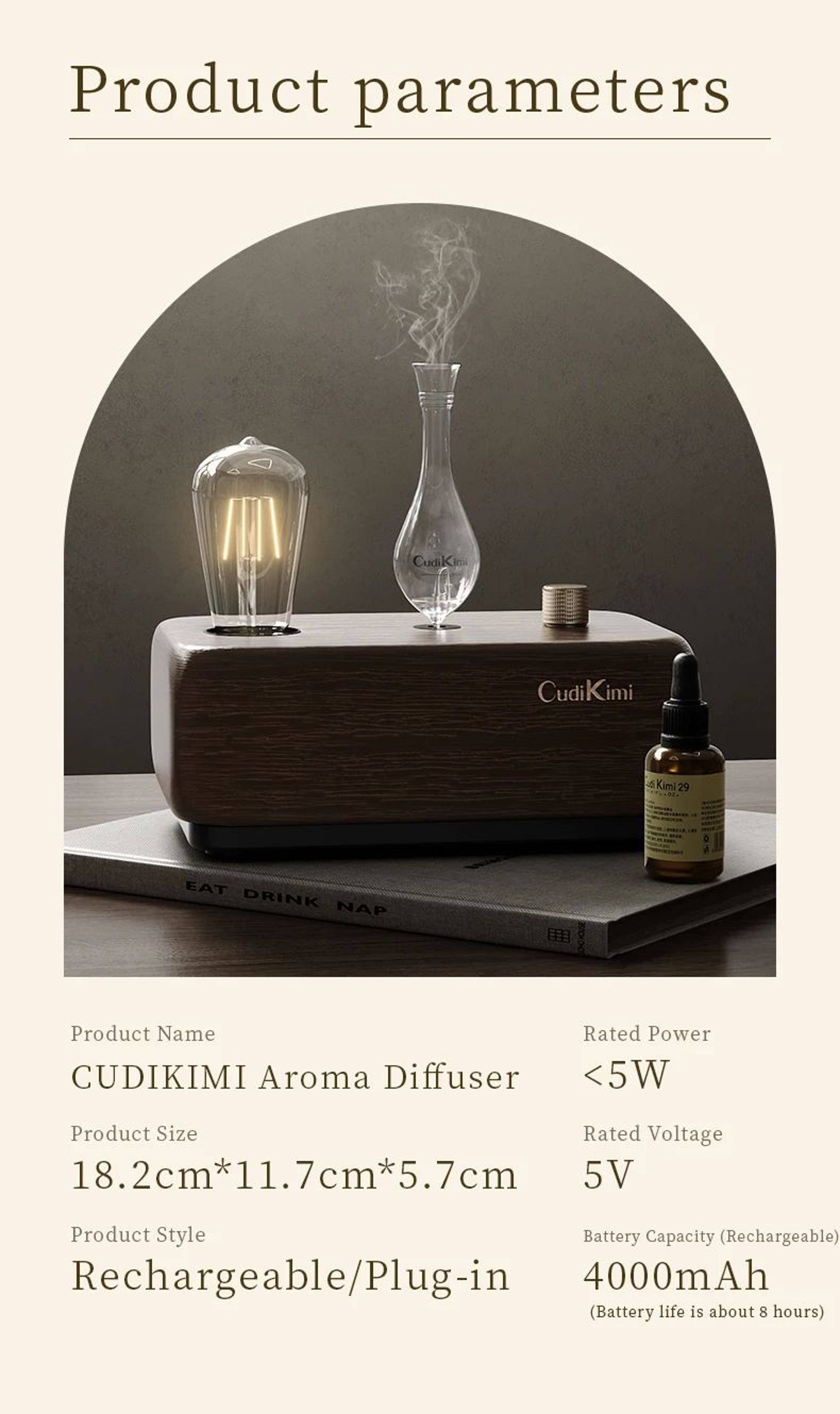 Vintage Tungsten Filament Essential Oil Diffuser Lamp  Aromatherapy Humidifier Night Light 5