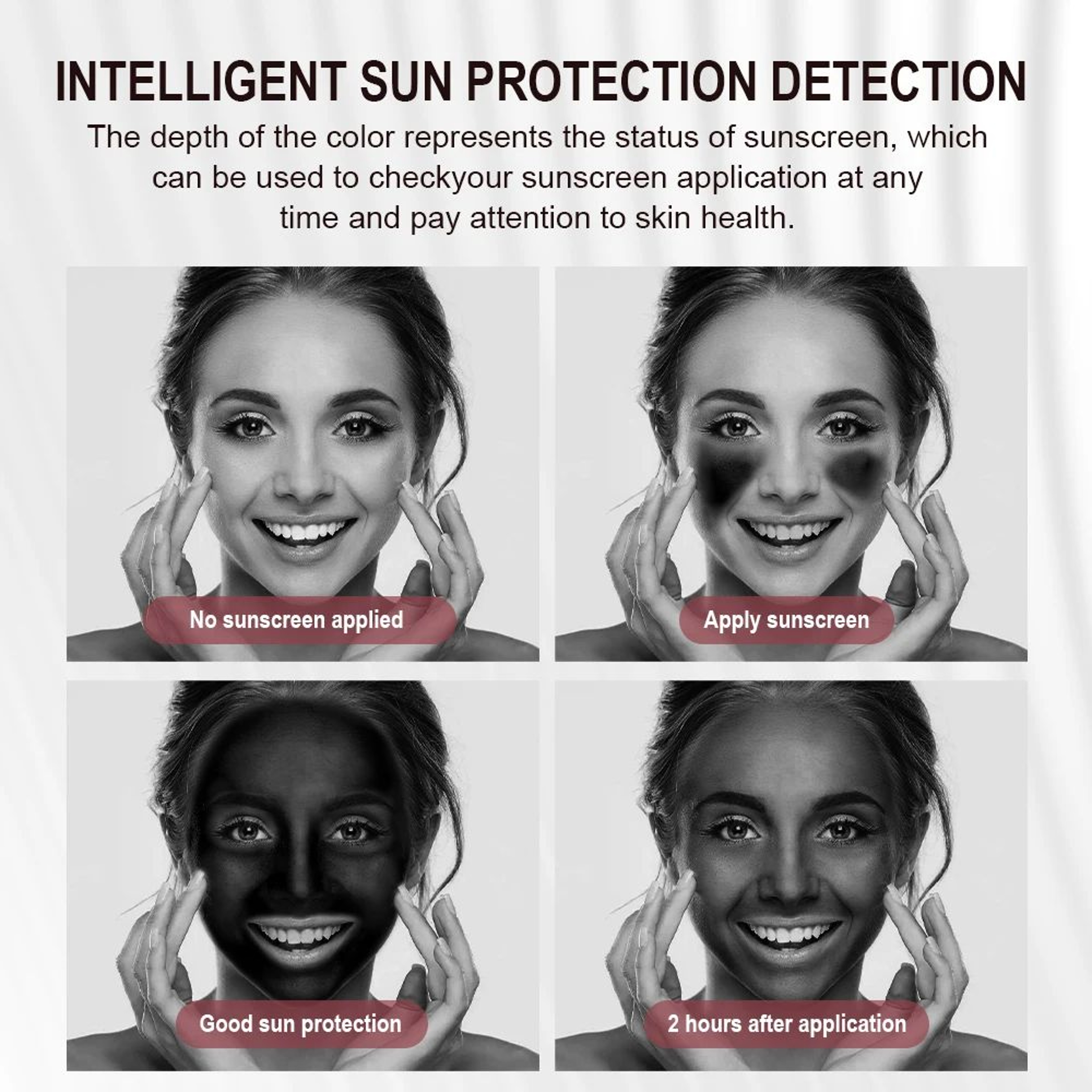 Smart UV Sunscreen Detection Mirror With LED Lights  Magnification Portable Beauty Mirror 3
