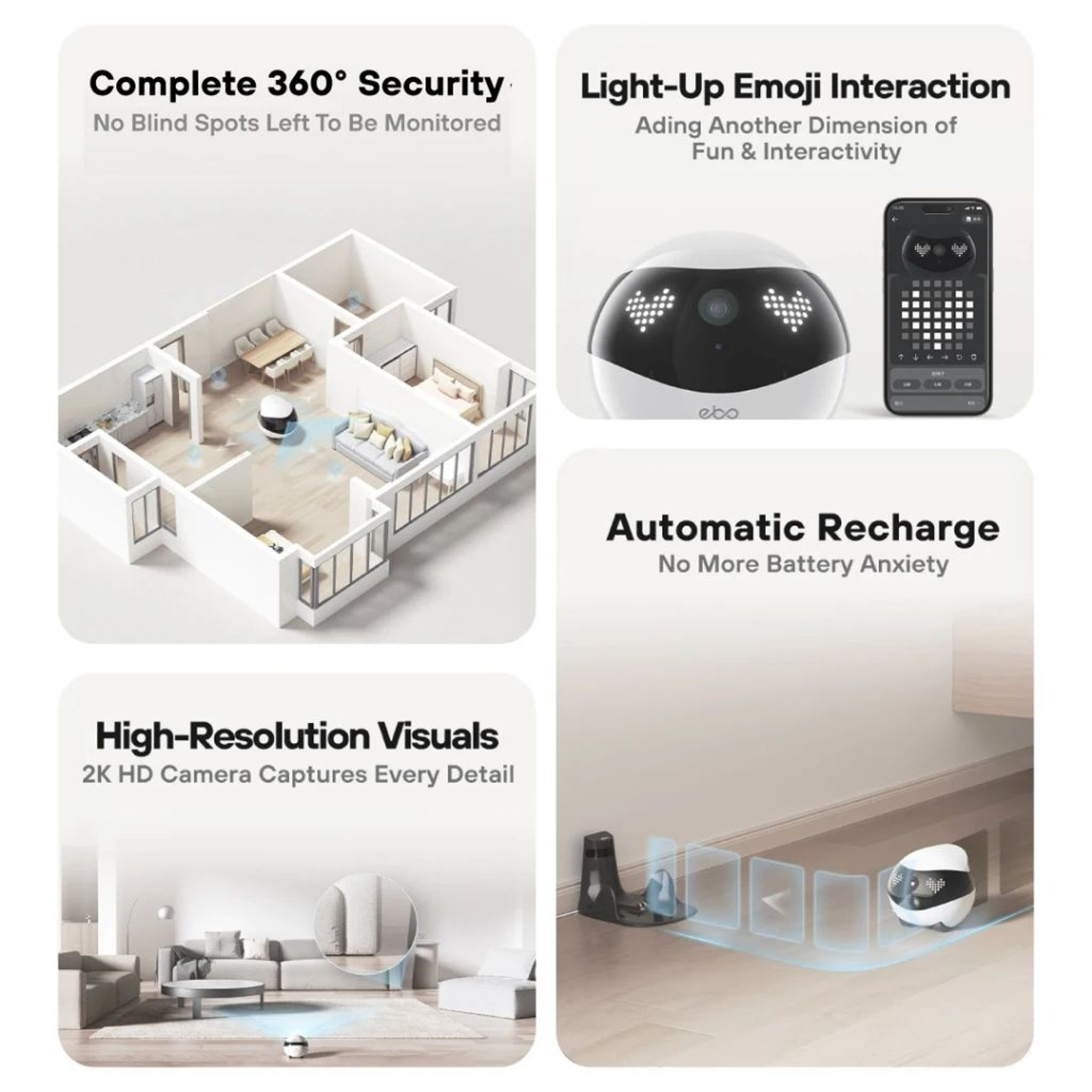 Enabot EBO Air 2K Pet Camera Robot  Mobile Security Camera For Remote Home Monitoring 2
