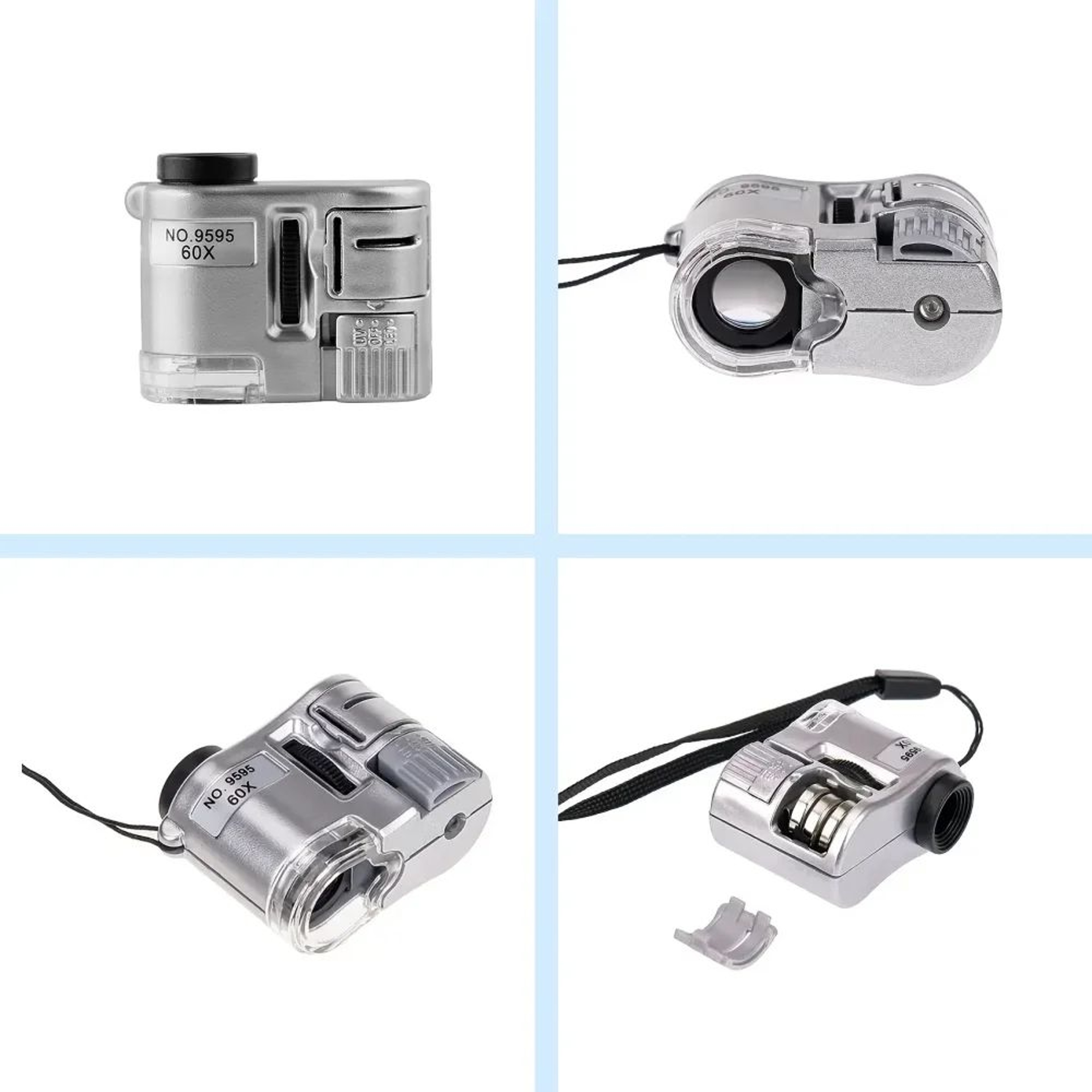 60X Pocket Jeweler Loupe With LED  UV Light  Mini Handheld Magnifying Glass For Gems Coins  Detail  5