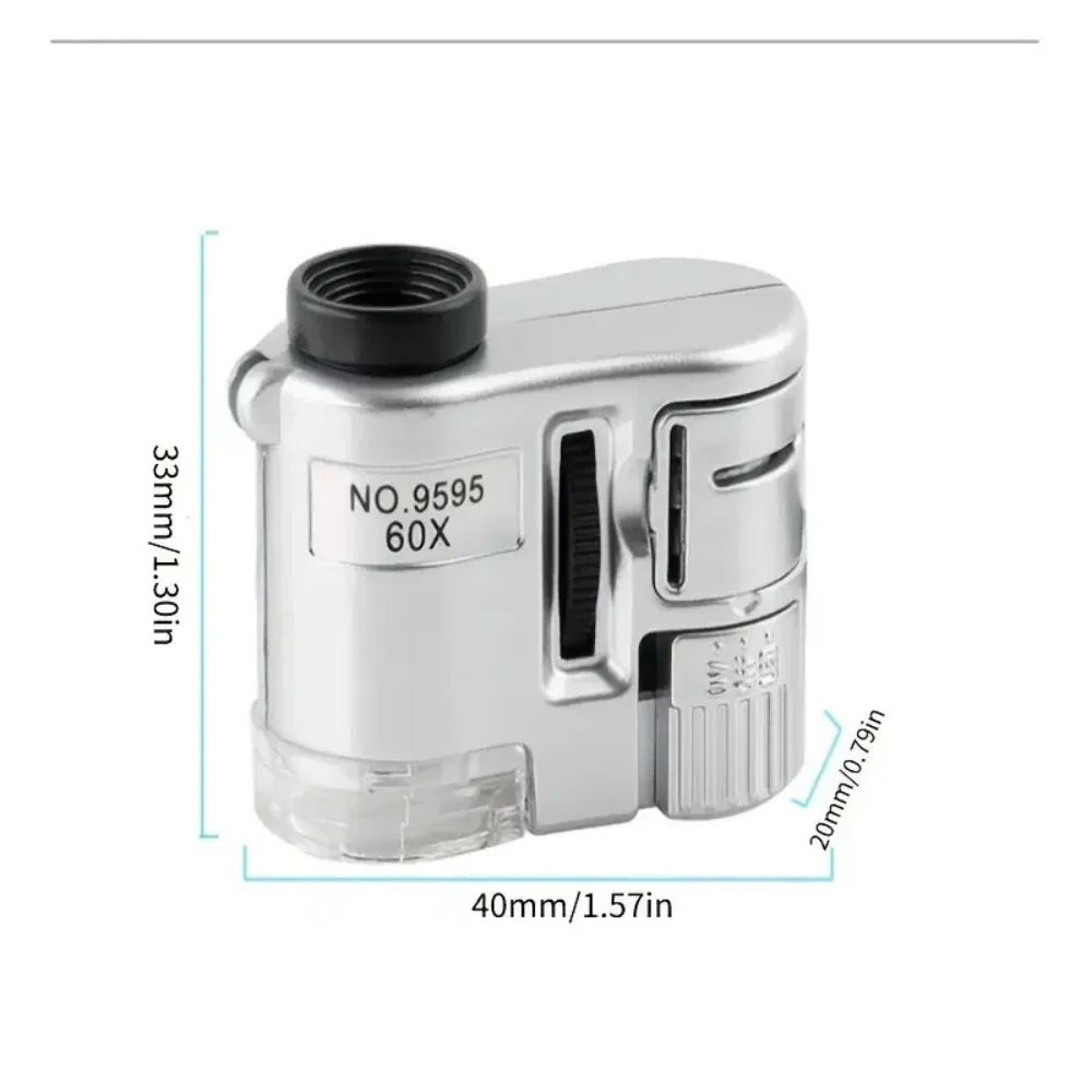 60X Pocket Microscope Magnifying Glass With LED  UV Light  Portable Jeweler Loupe 4