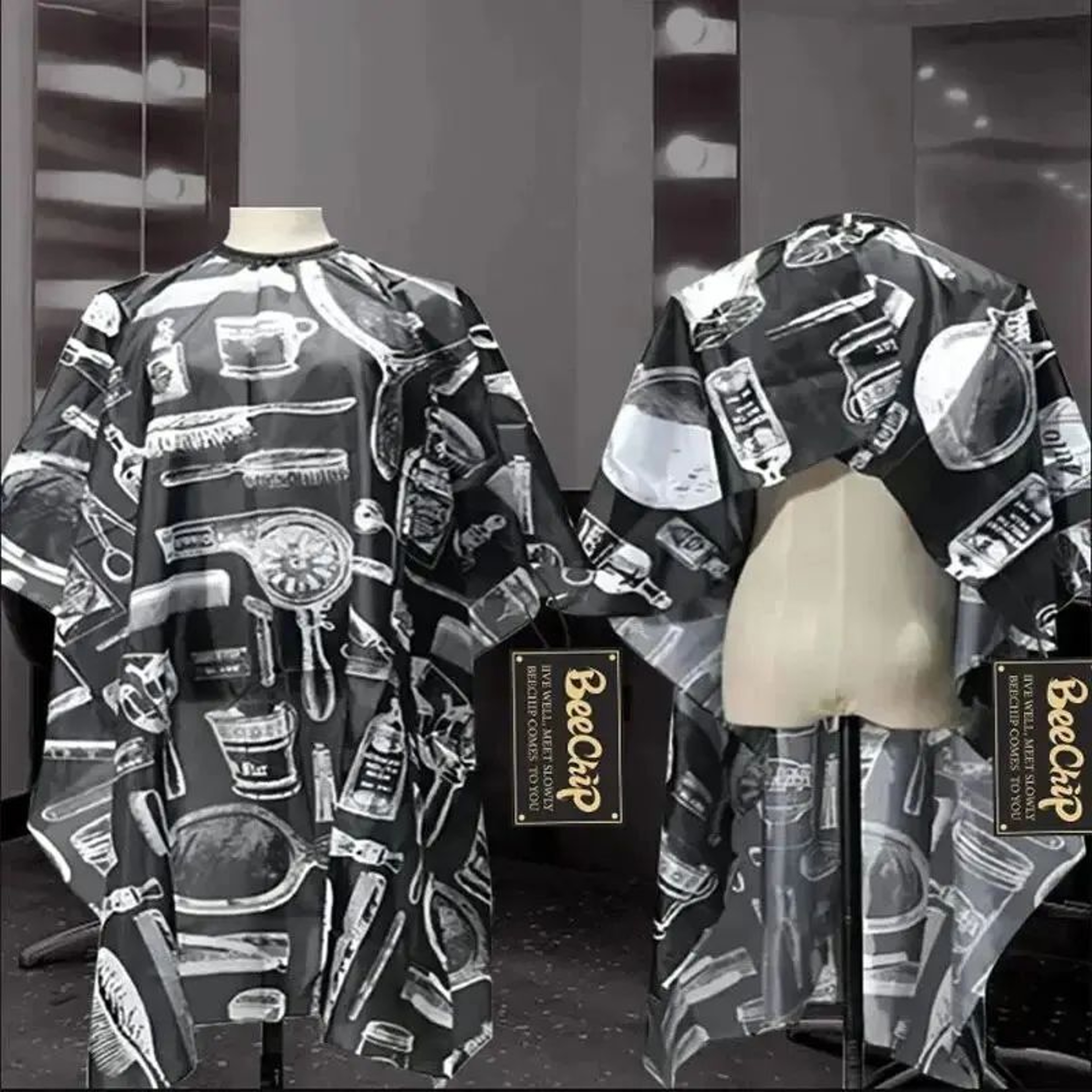Printed NonStick Hairdressing Bib Cape For Dyeing  Perming  Waterproof Salon Coloring Shawl 4