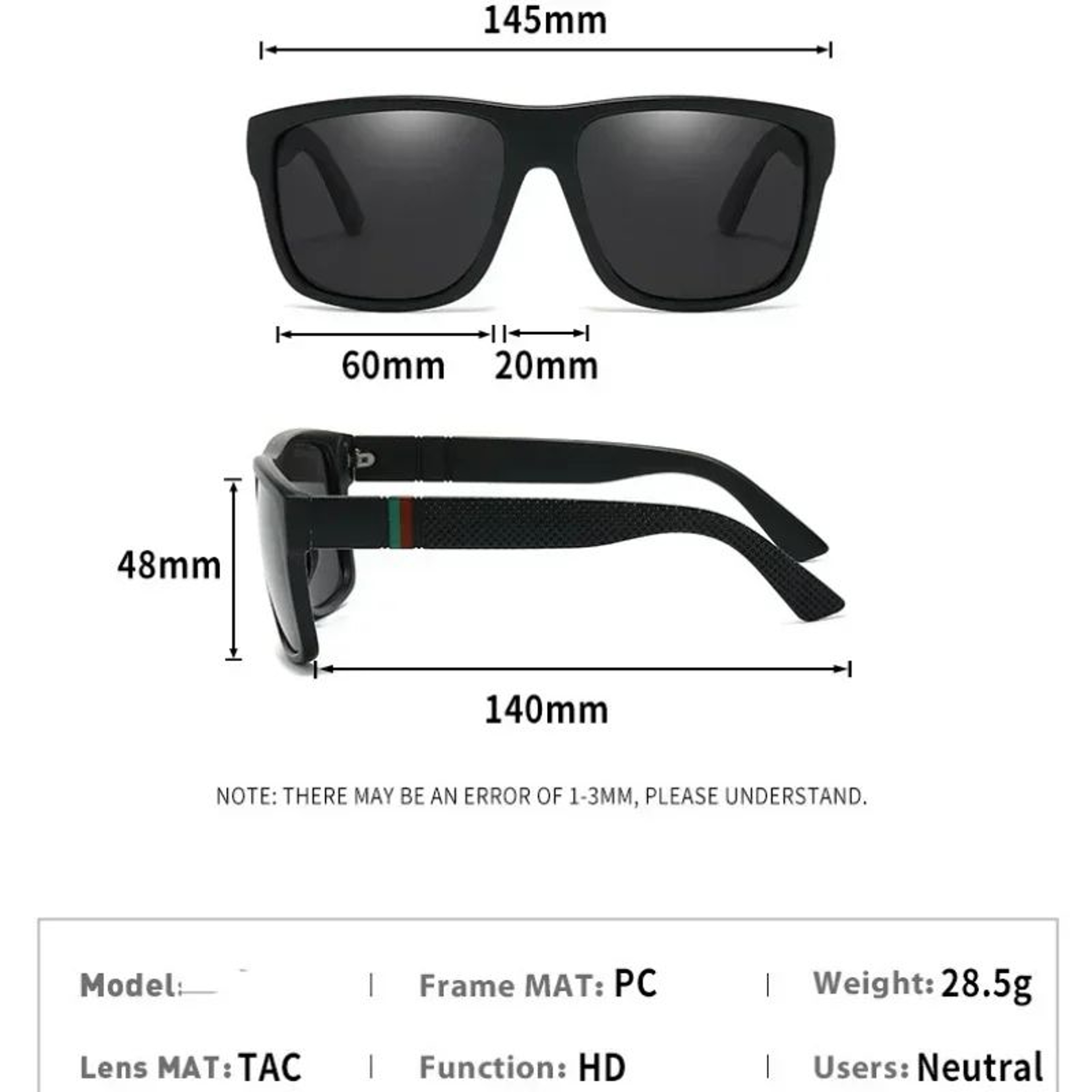 Oversized Polarized Vintage Square Sunglasses UV400  Luxury Unisex Shades For Driving  Travel 3