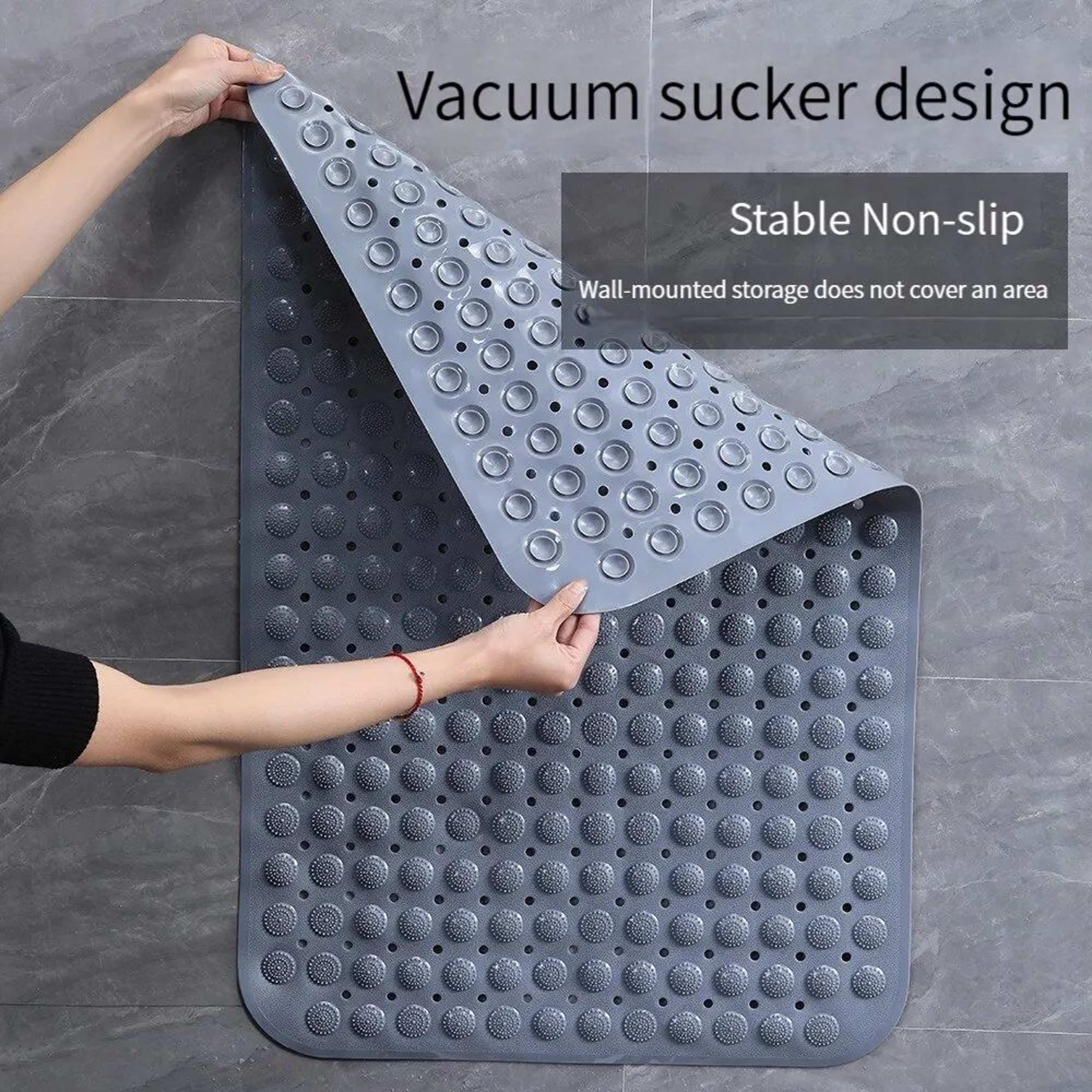HydroDrain NonSlip Bathtub Mat  Quick Drain Shower Mat With Suction Cups  Foot Massage Texture 0