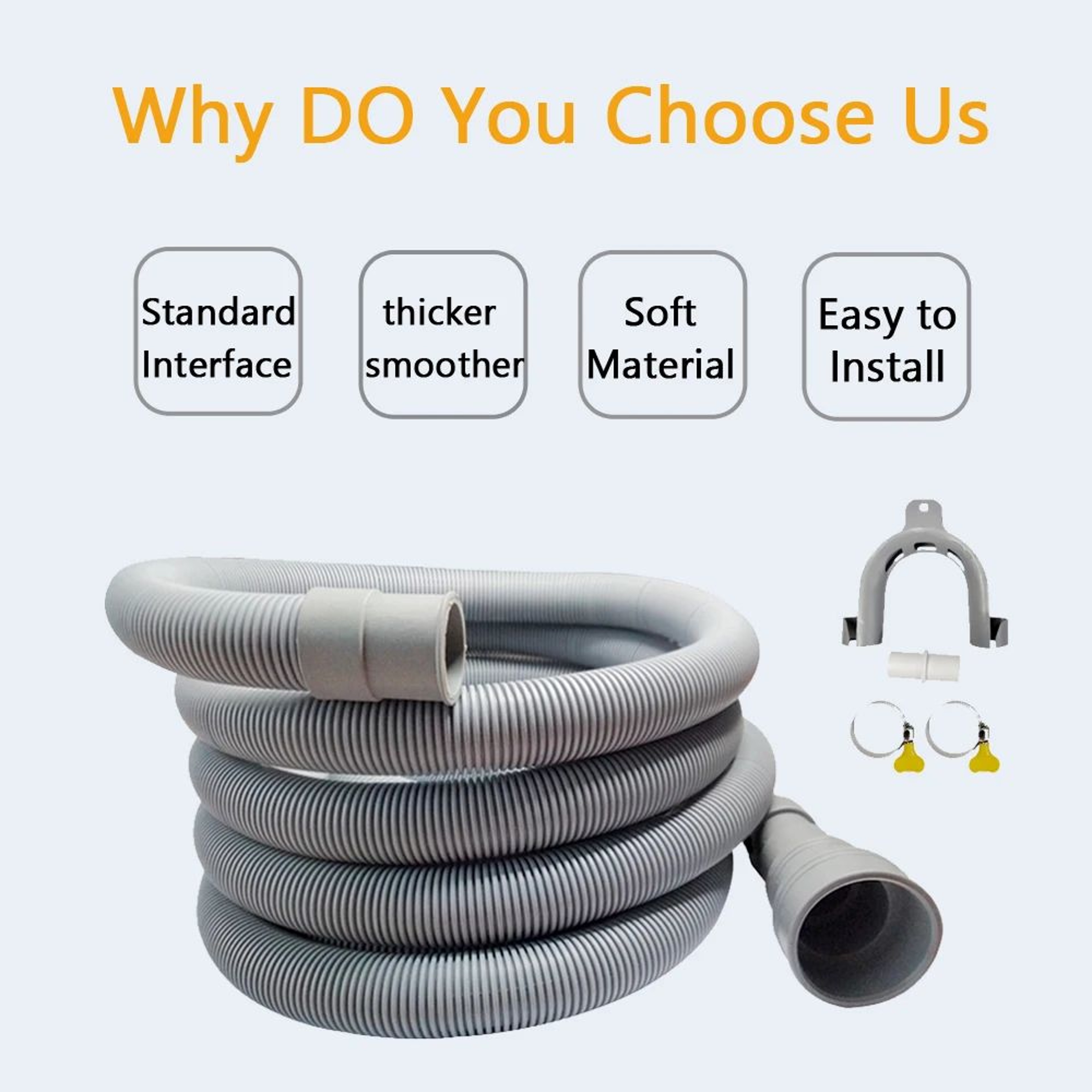Universal Washing Machine Drain Hose Extension Kit  Flexible Corrugated Dishwasher Drain Hose With  0