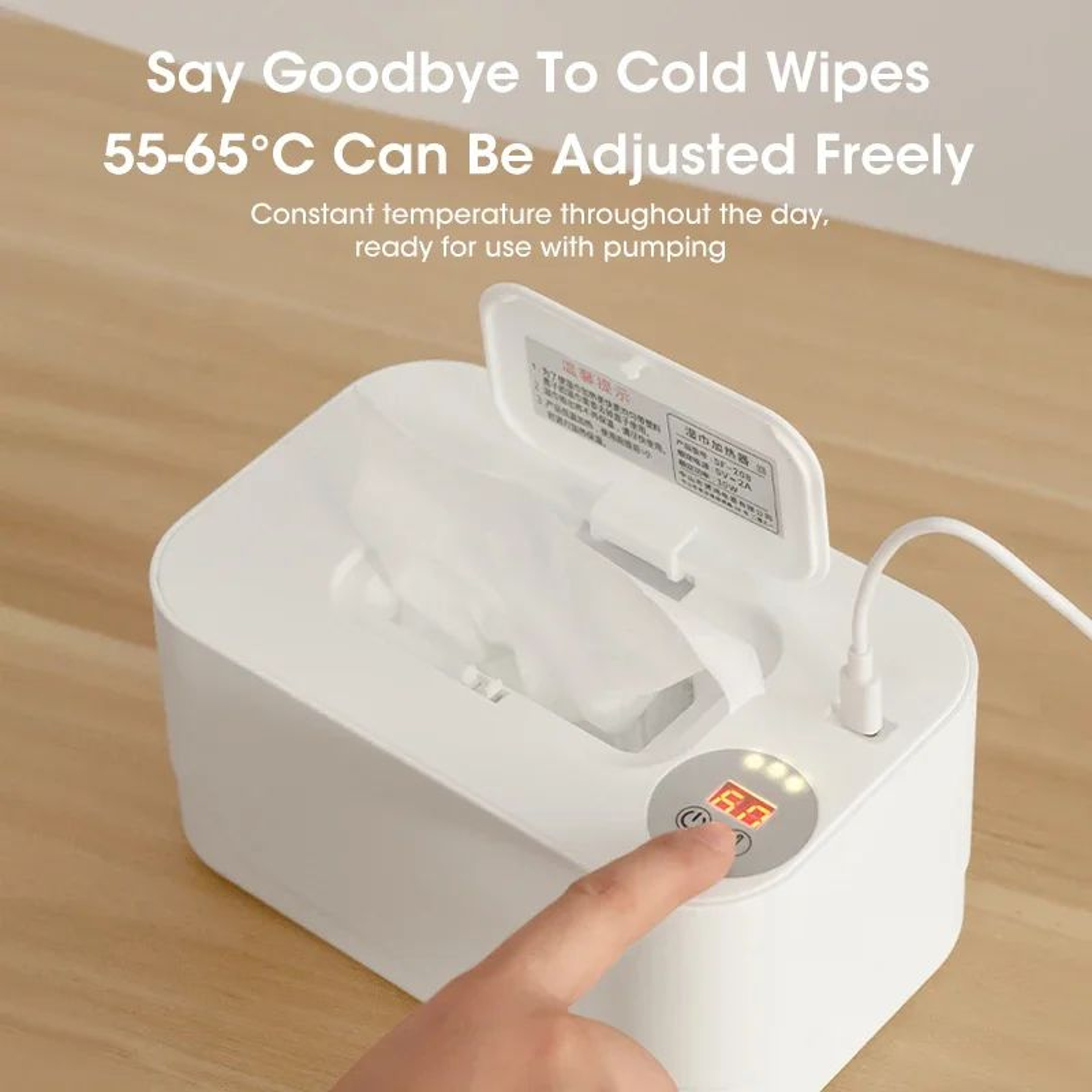Premium Baby Wipe Warmer  LED Display Wet Towel Heater  Portable USB Nursery  Travel Dispenser 1