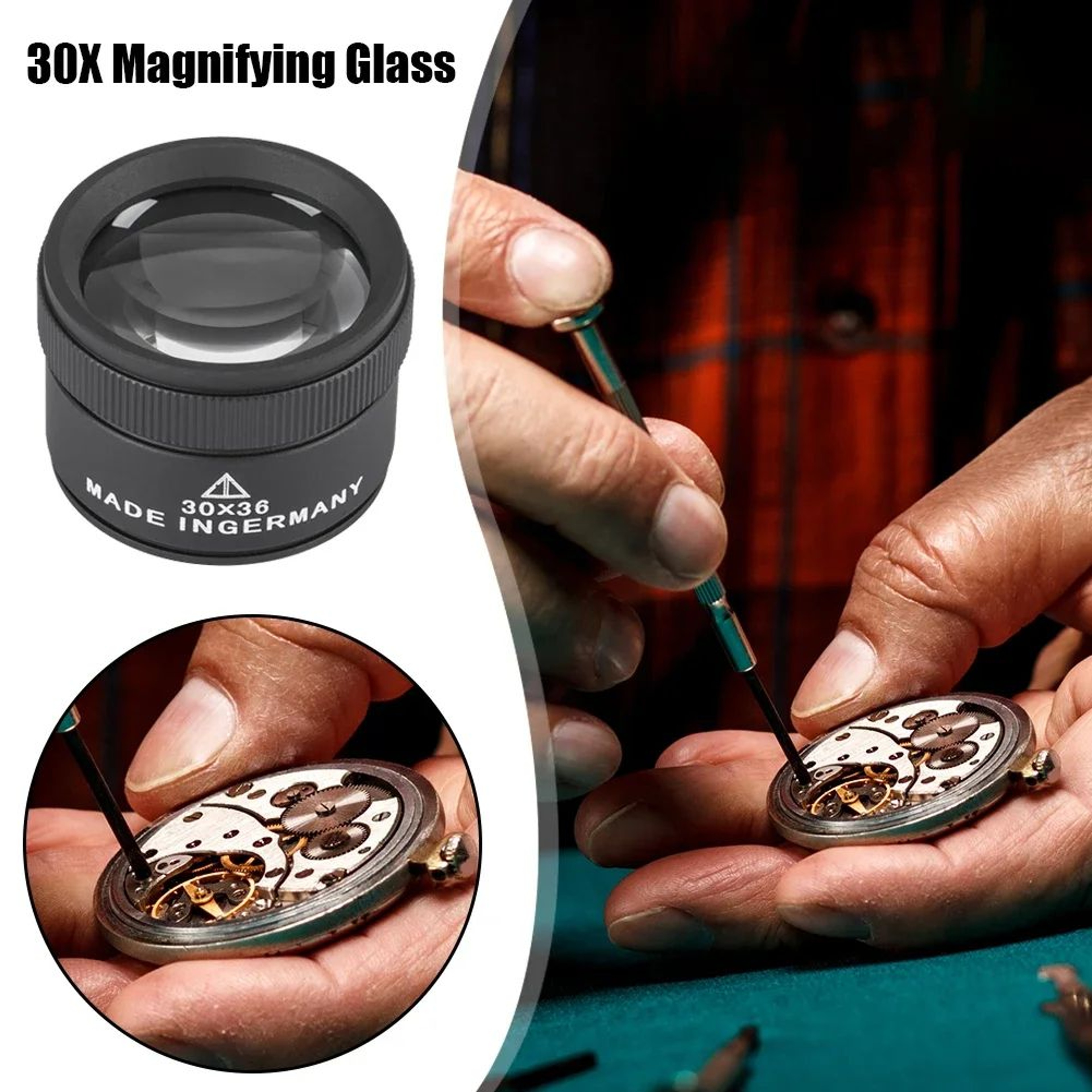 30X Precision Optical Magnifying Glass Loupe For Jewelry Watches  Fine Detail Work 3