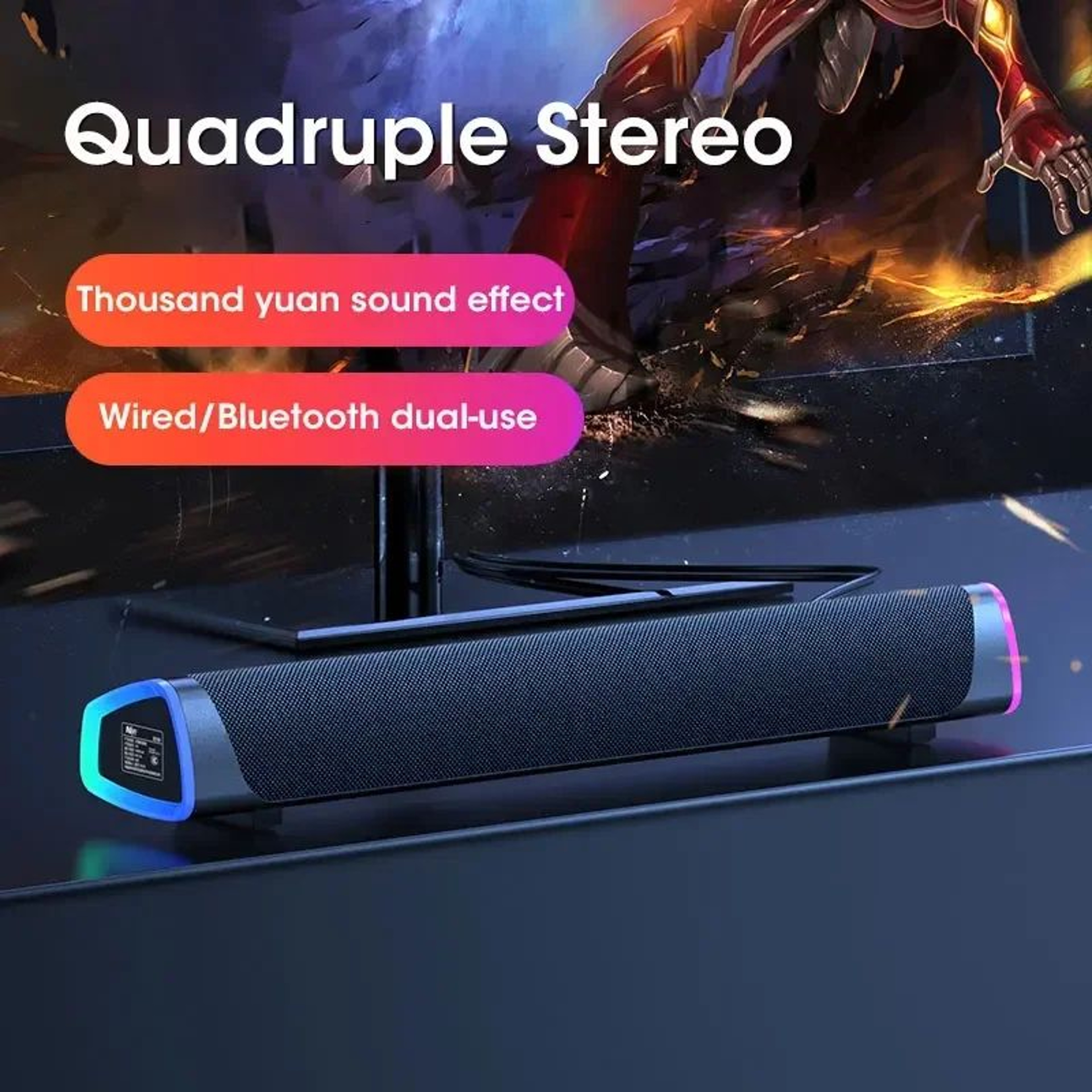 Compact 21 Channel Soundbar With Subwoofer  Bluetooth 50 USB Powered Stereo Bass For TV PC  Laptop 0