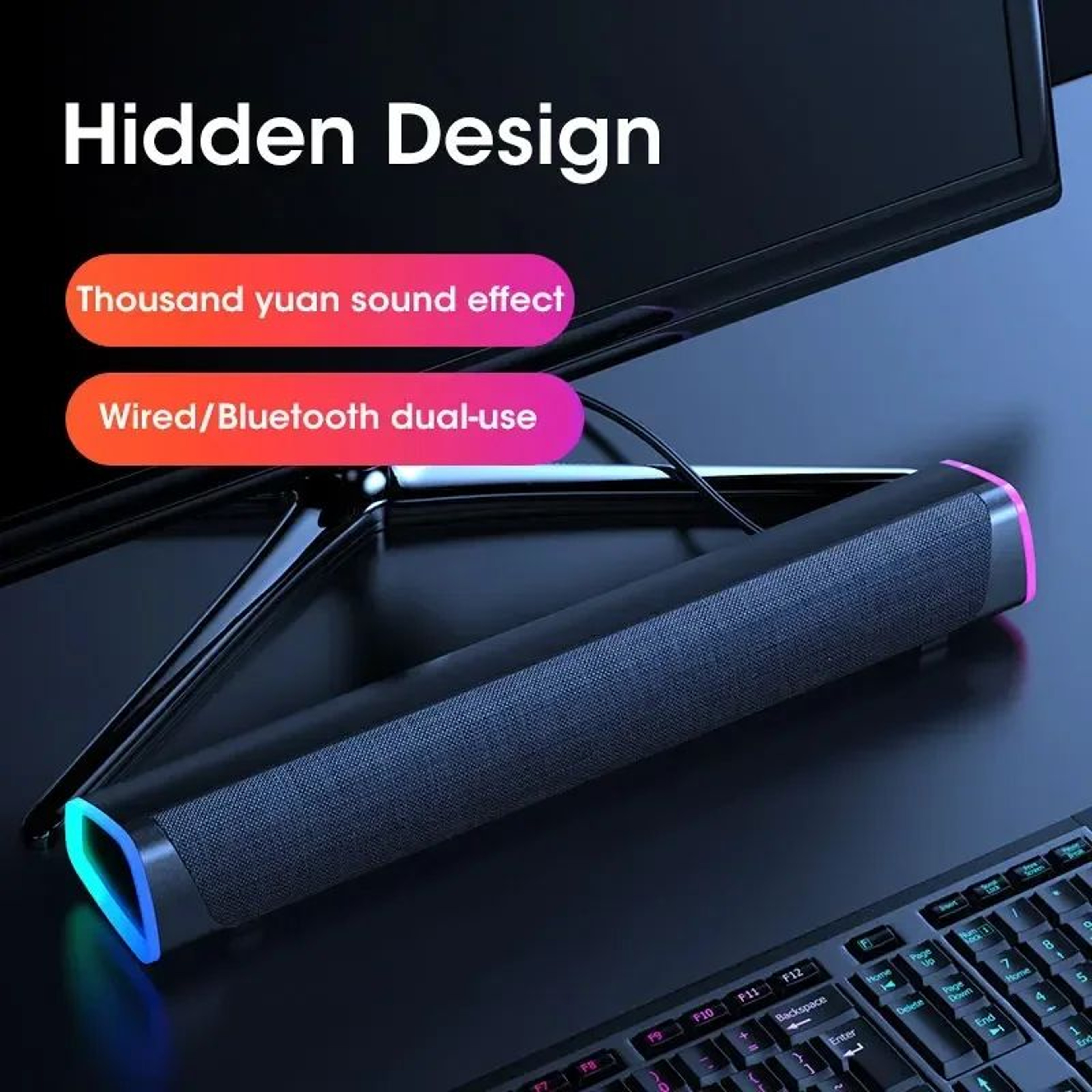 Compact 21 Channel Soundbar With Subwoofer  Bluetooth 50 USB Powered Stereo Bass For TV PC  Laptop 2