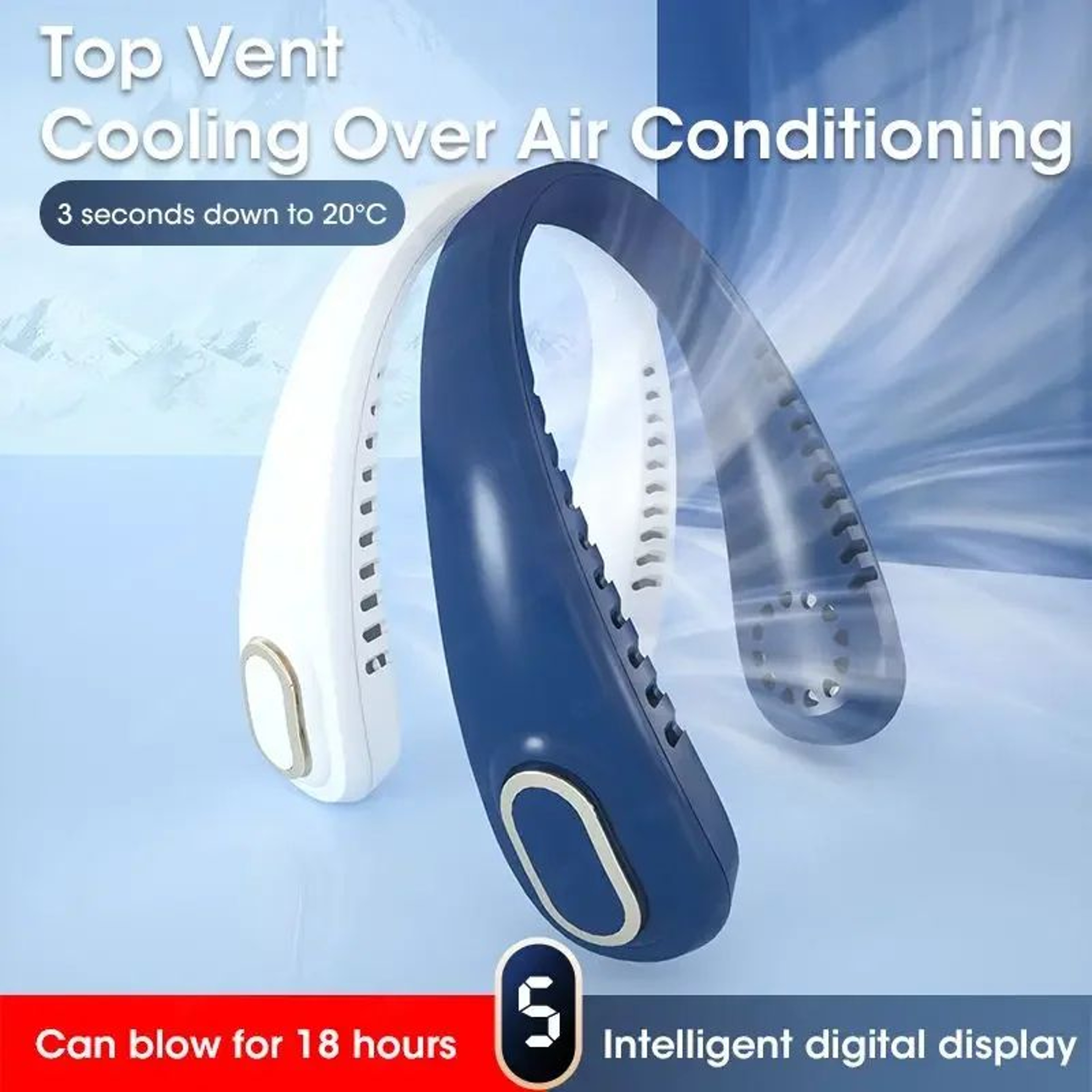 Bladeless Neck Fan With LED Display  USB Rechargeable Personal Cooling Fan For Sports  Travel 2