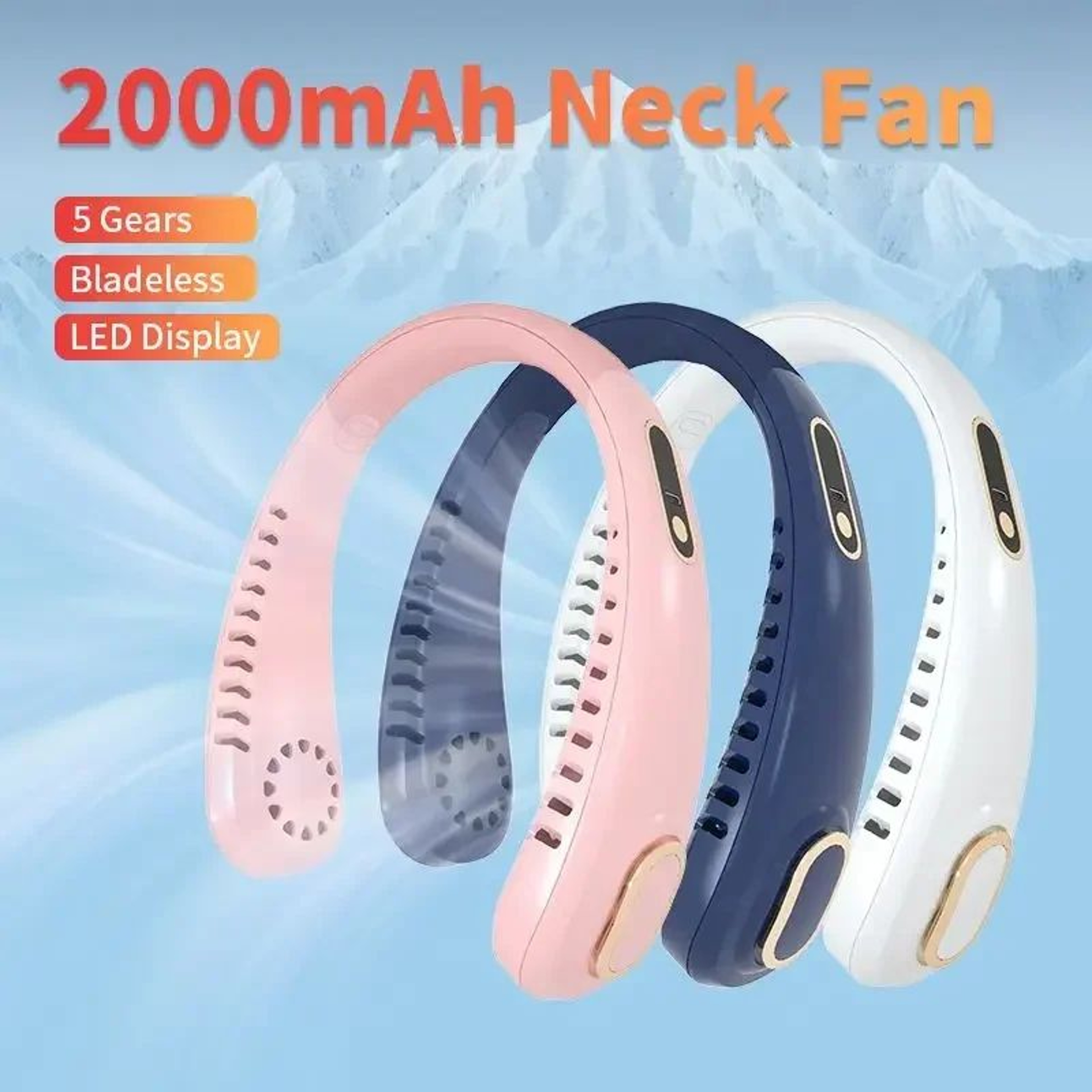 Bladeless Neck Fan With LED Display  USB Rechargeable Personal Cooling Fan For Sports  Travel 4
