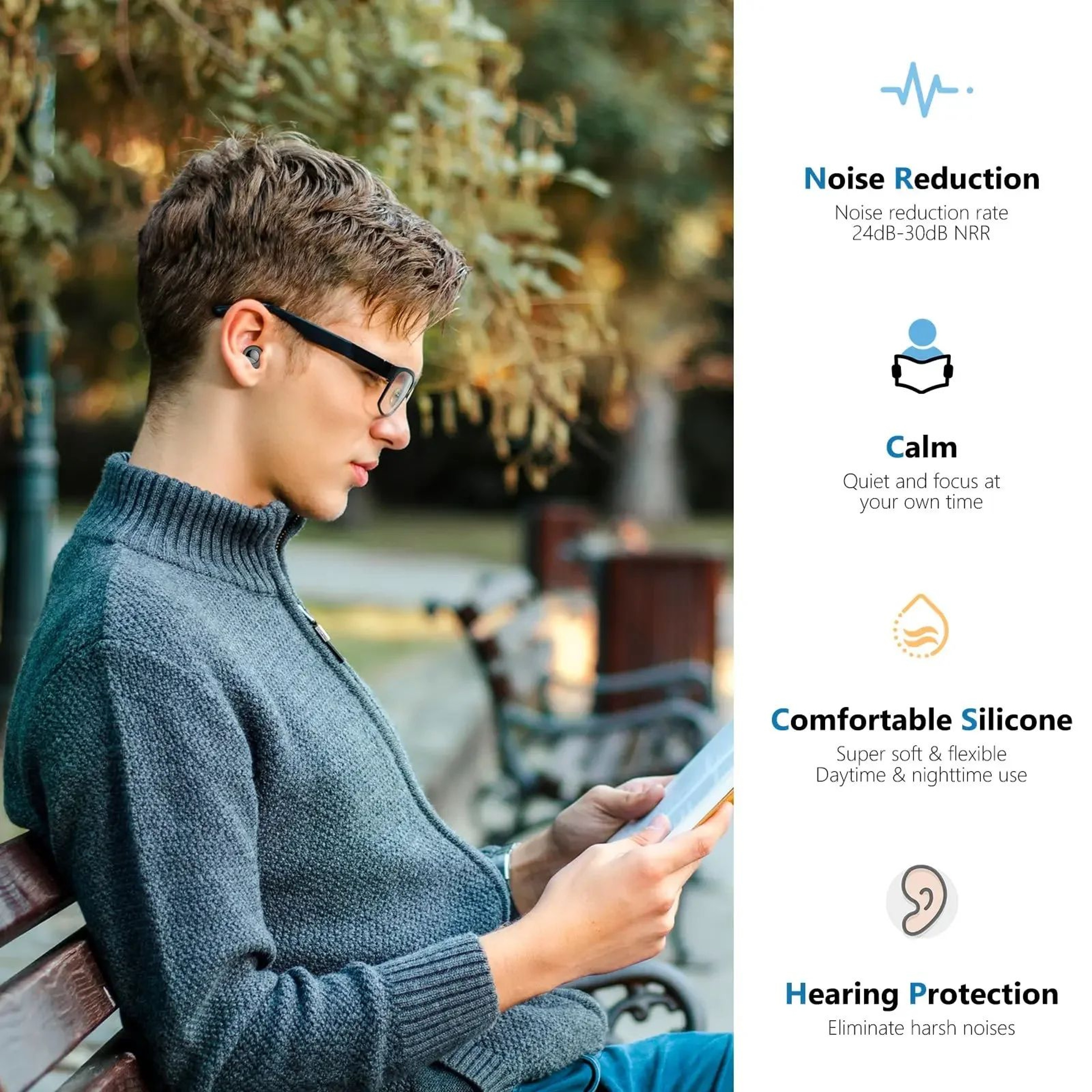 Silicone Noise Cancelling Ear Plugs For Sleep  Travel  Reusable Hearing Protection 3