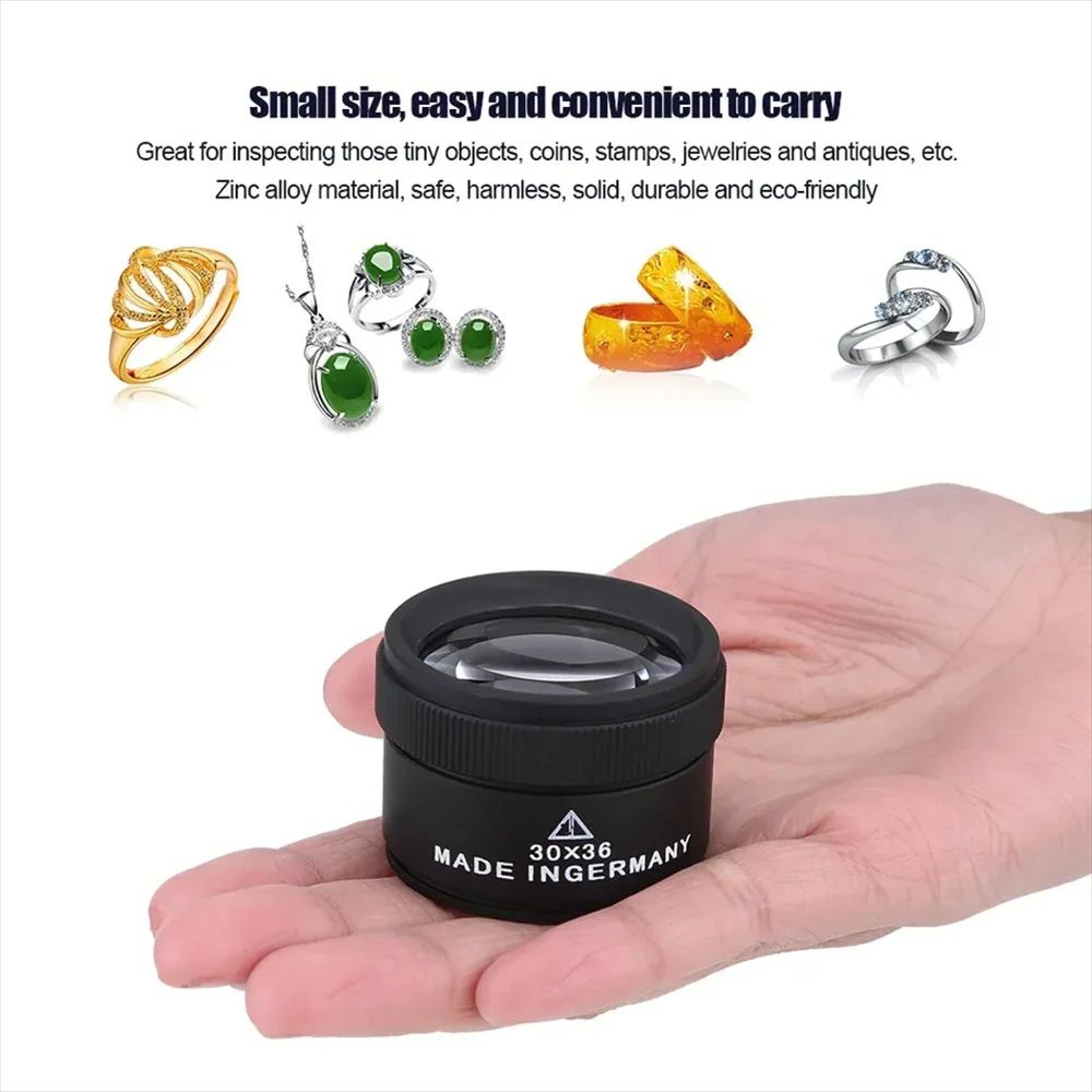 30X Jewelers Loupe Pocket Magnifying Glass With LED  UV Light  Portable Precision Magnifier For Coi 3