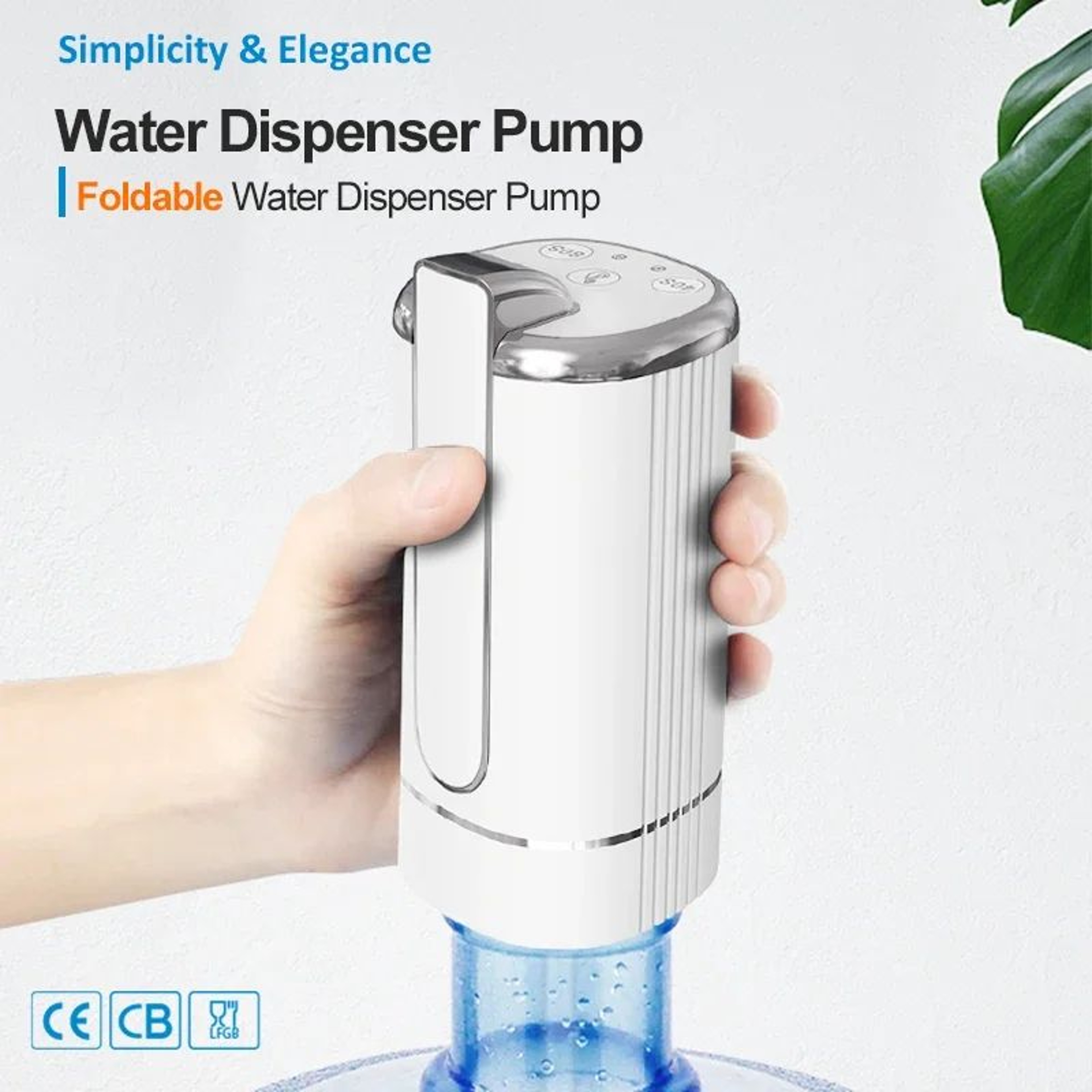 Foldable USB Rechargeable Water Bottle Dispenser Pump For 15 Gallon Jugs 0