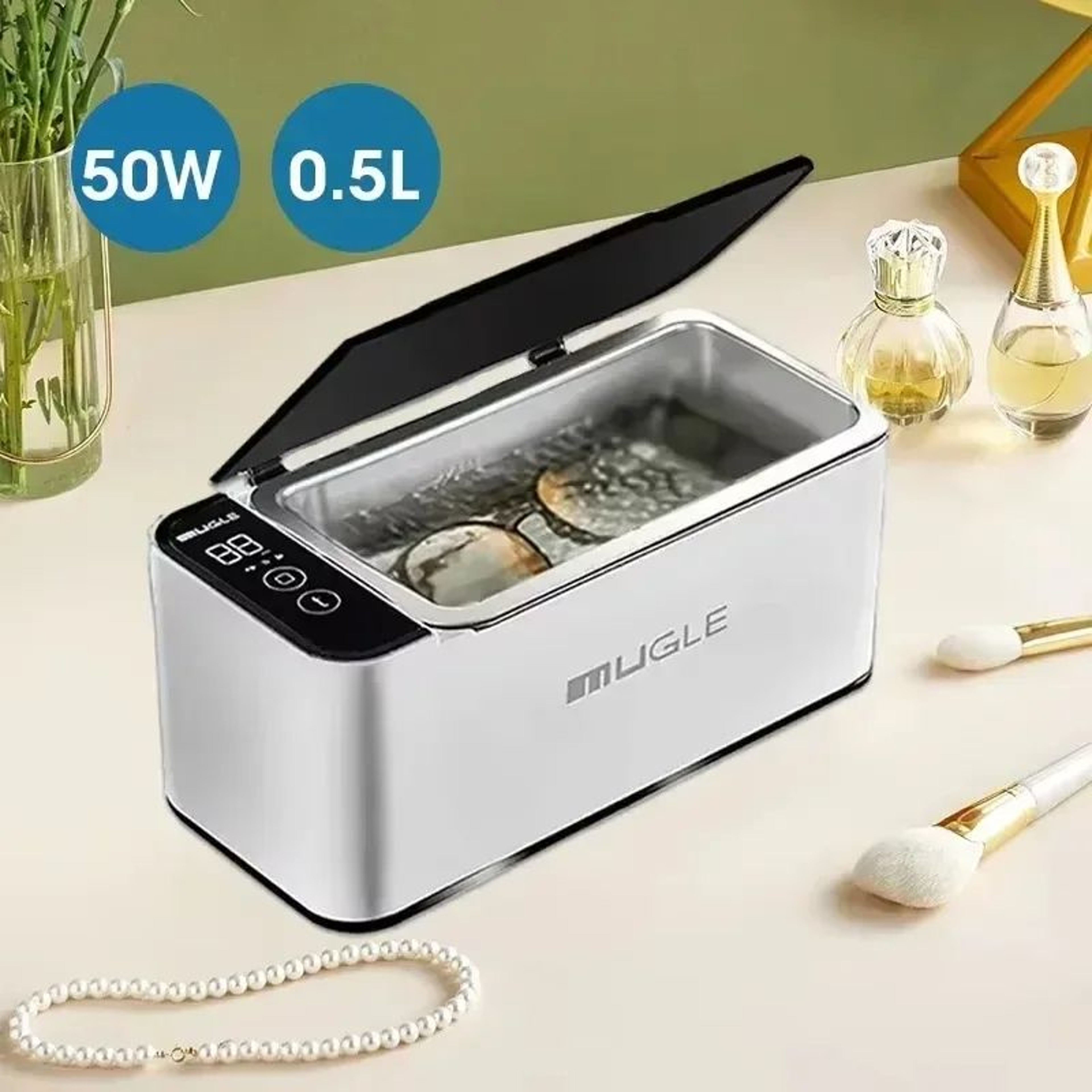 500ml Ultrasonic Cleaner 50W For Glasses Jewelry  Dentures  DeepClean Home Ultrasonic Cleaning Mach 5