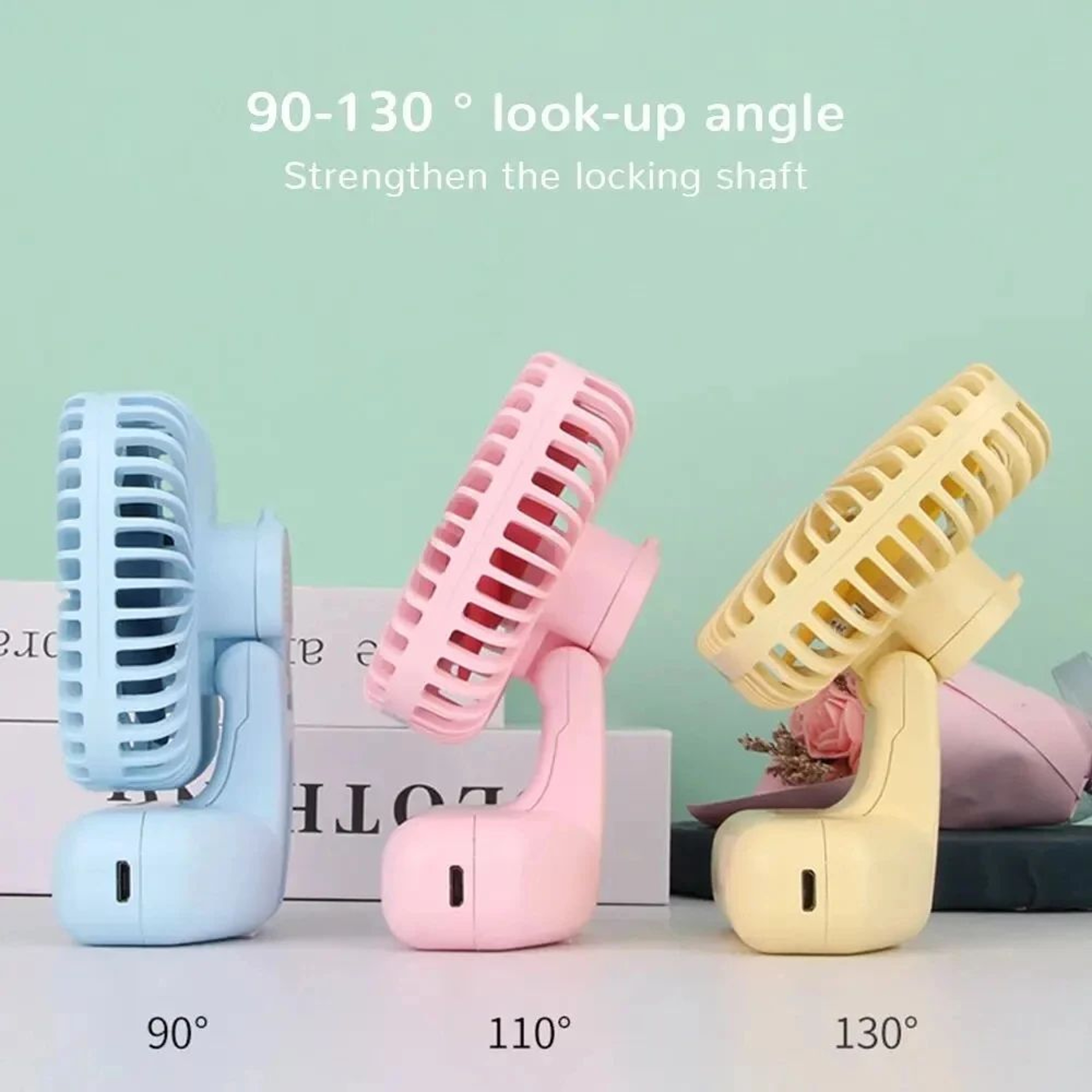 Portable USB Fan  Handheld Mini Fan With 3 Speeds Quiet Rechargeable Desk Fan 3