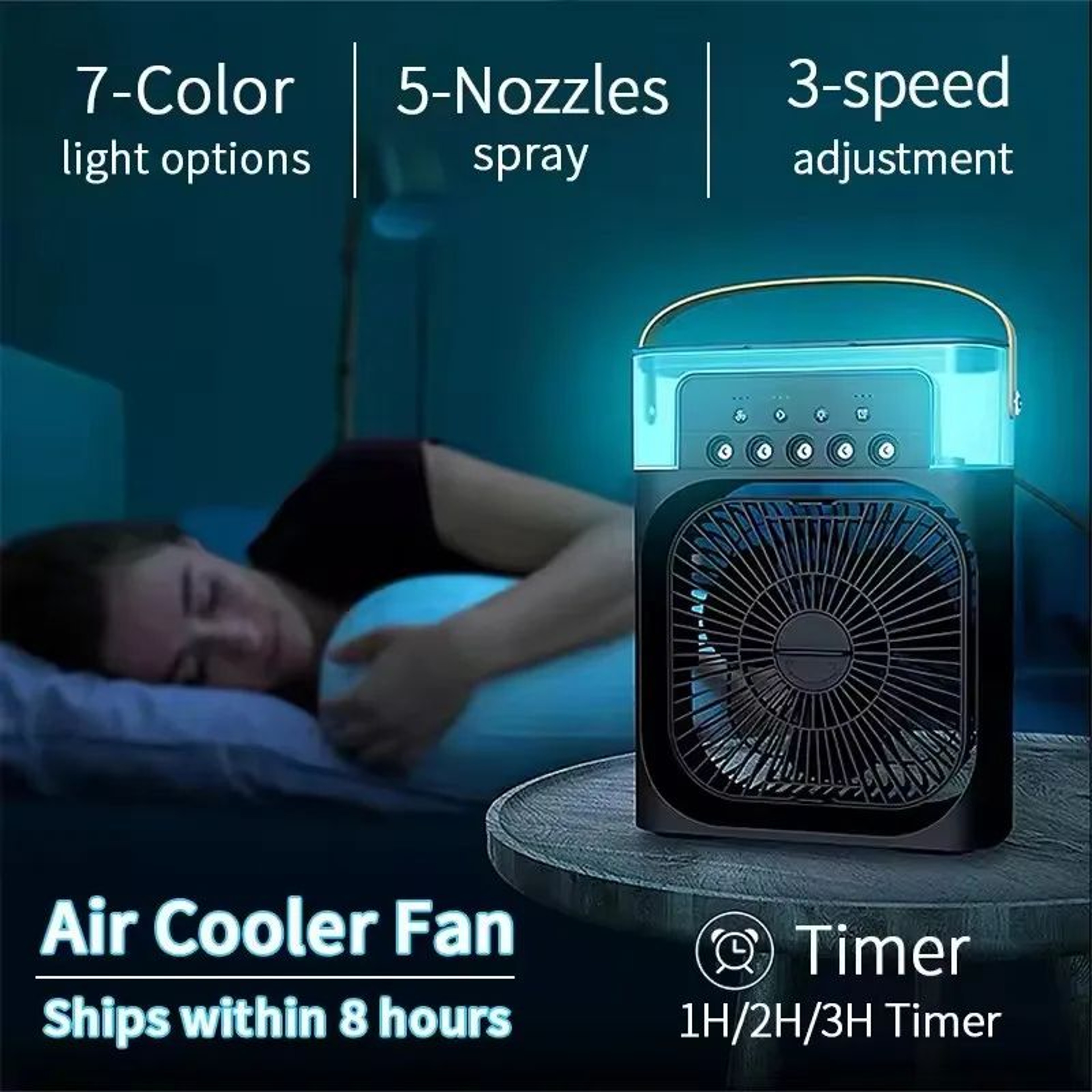 BreezeGlow 3in1 Portable Air Cooler With Humidifier  LED Night Light 0