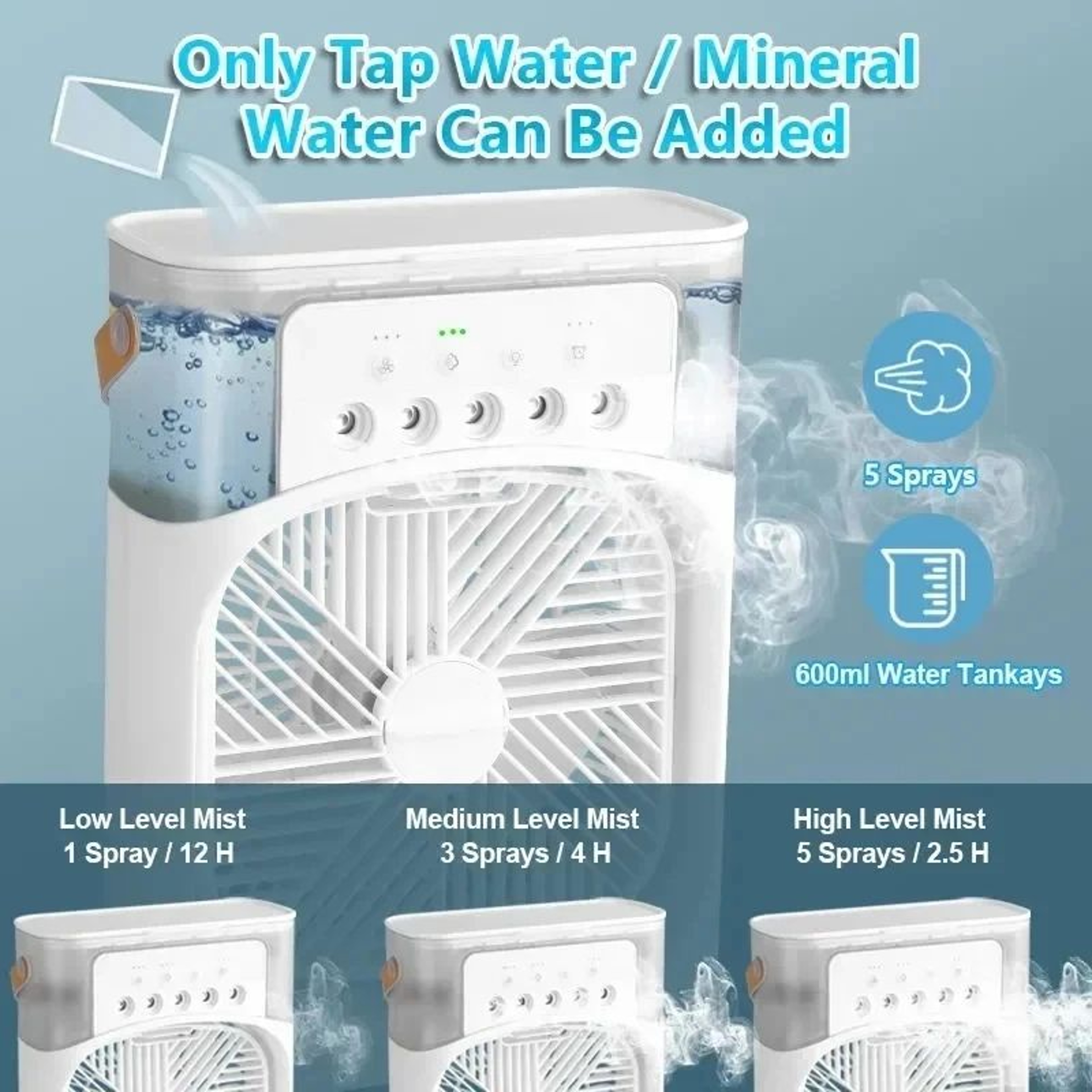 BreezeGlow 3in1 Portable Air Cooler With Humidifier  LED Night Light 2