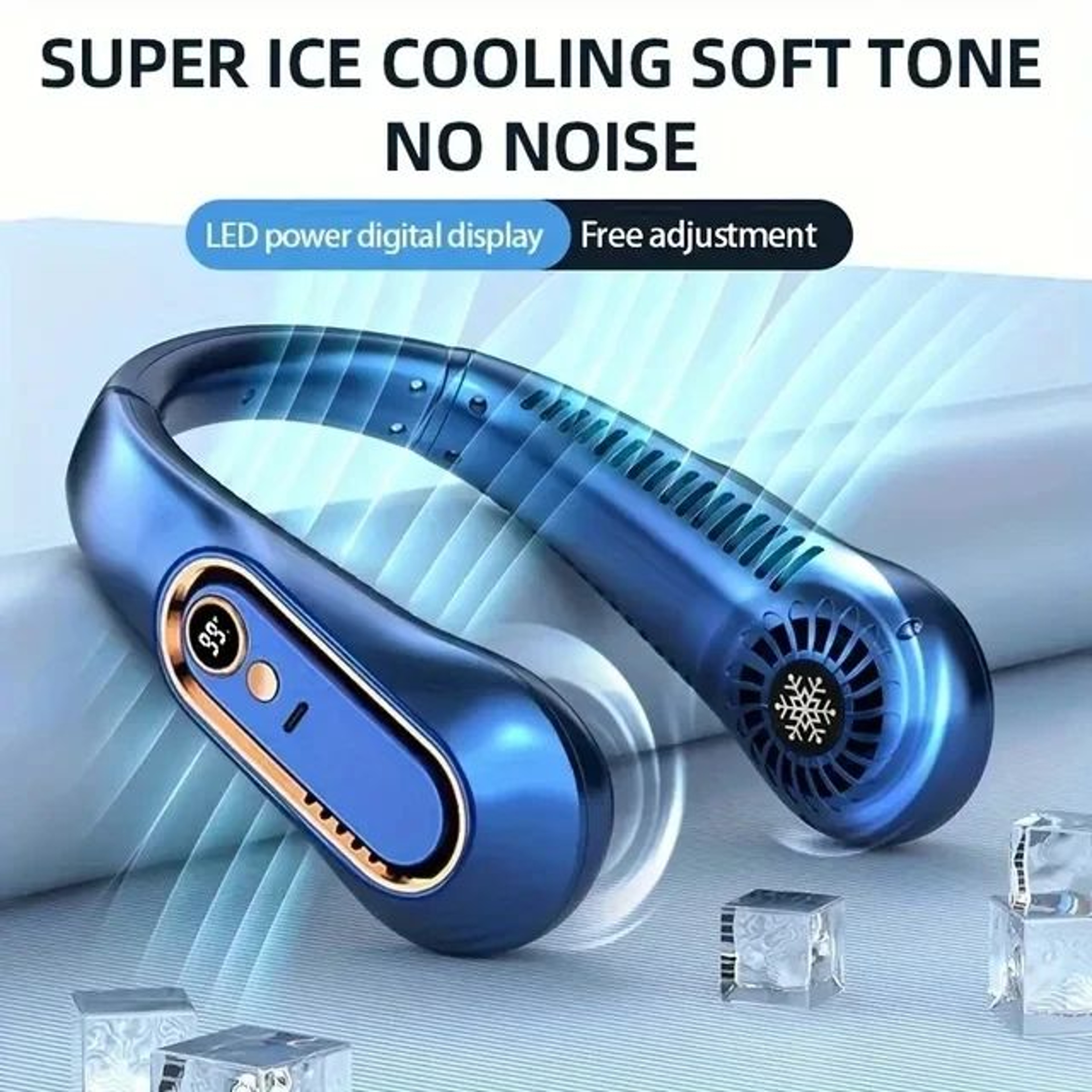 UltraCool Pro Neck Bladeless Fan With Digital Display  Portable Silent USB Rechargeable Personal Fa 6